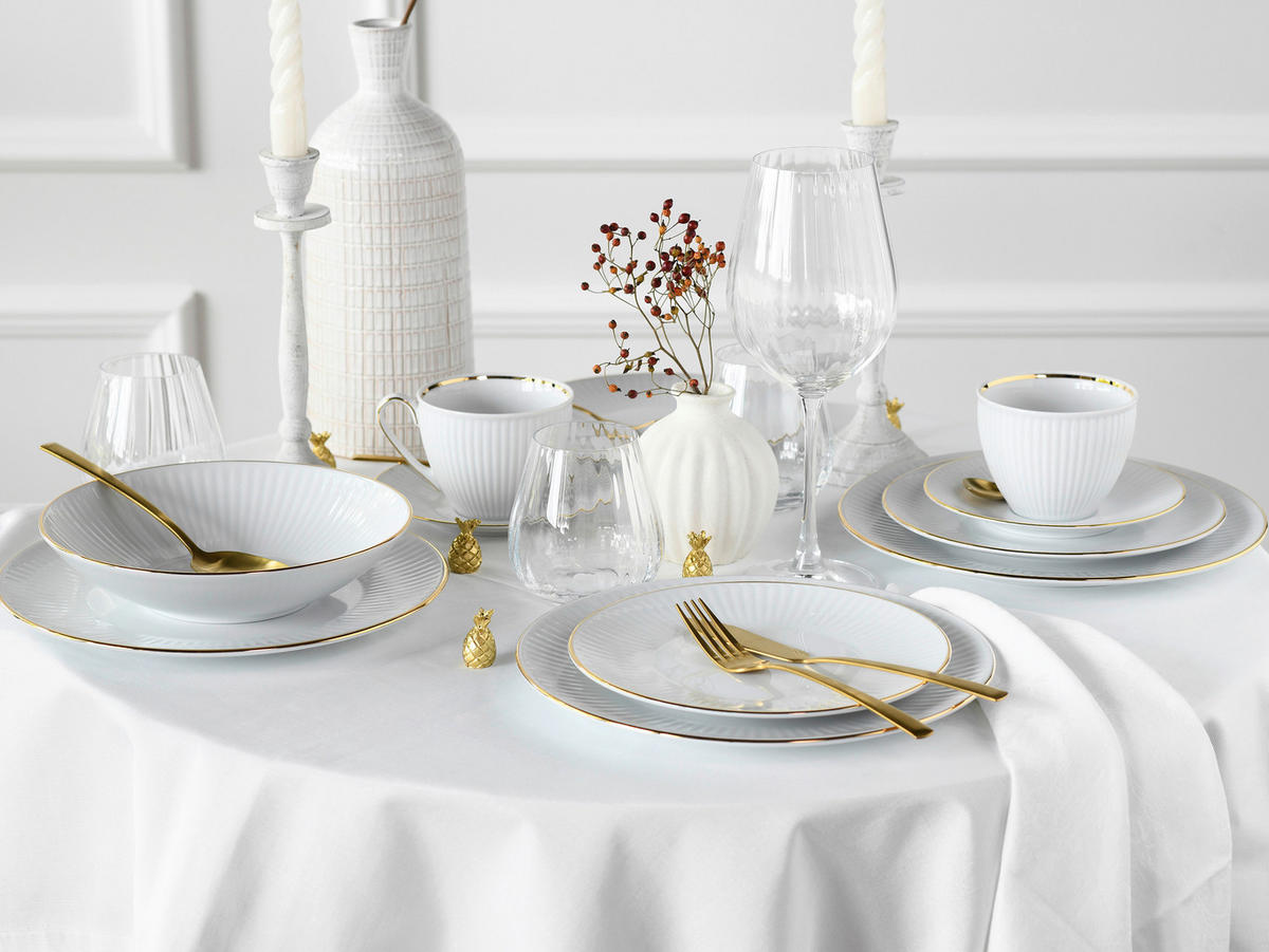 CreaTable Kombiservice Valencia gold Porzellan 30 tlg. Valencia - gold/weiß - CreaTable
