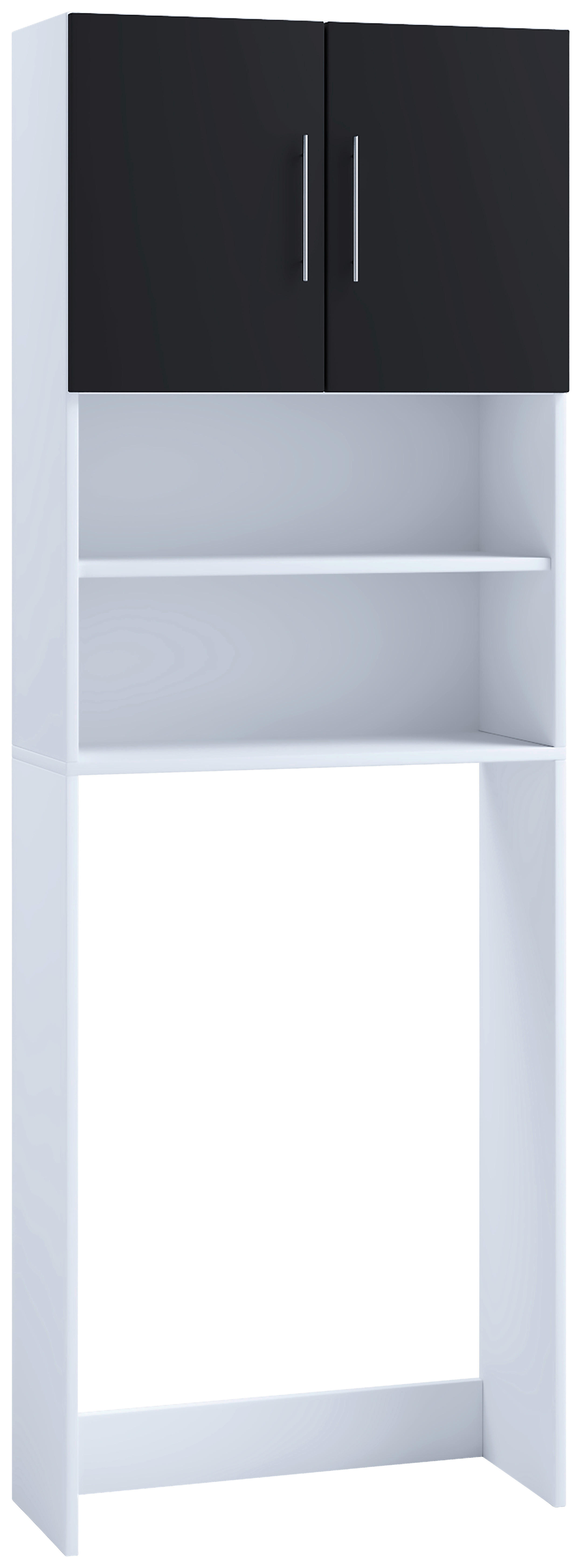 Überbauschrank Jutas weiß schwarz B/H/T: ca. 64x190x25 cm Jutas - weiß/schwarz (64,00/190,00/25,00cm) - VCM Möbel