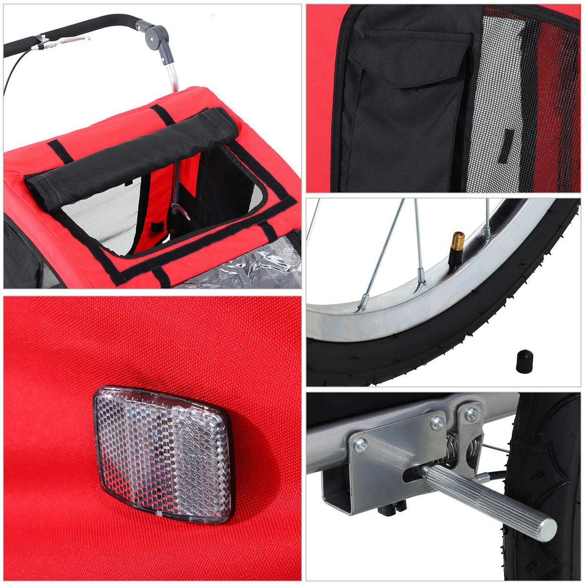 PawHut Fahrradanhänger 20 Zoll schwarz schwarz B/H/L: ca. 90x110x130 cm Radanhänger f. Hunde 5663-1289 - rot/schwarz (130,00/90,00/110,00cm) - PawHut