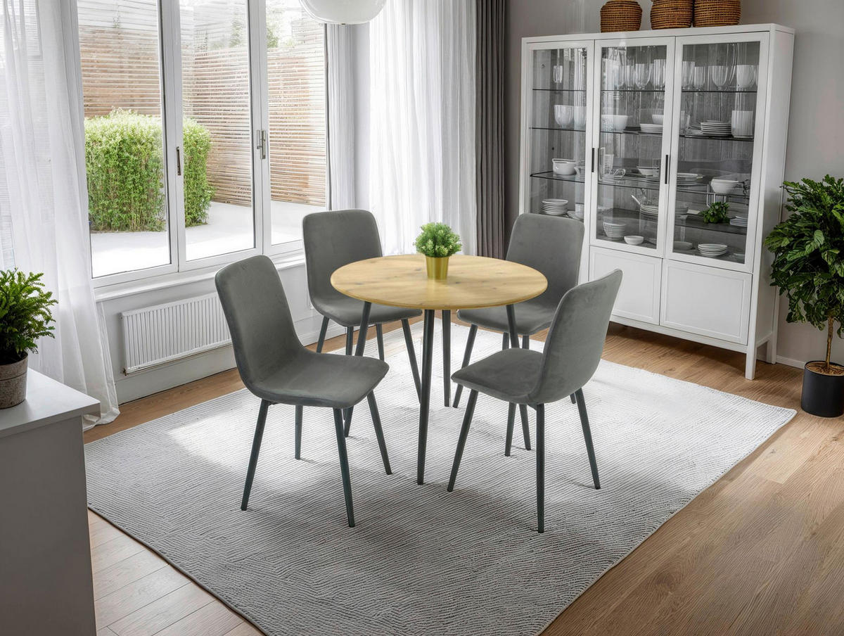 Stuhl Leipzig, 4er-Set anthrazit Microfaser B/H/T: ca. 44x92x54 cm Leipzig, 4er-Set - anthrazit (44,00/92,00/54,00cm) - Hela