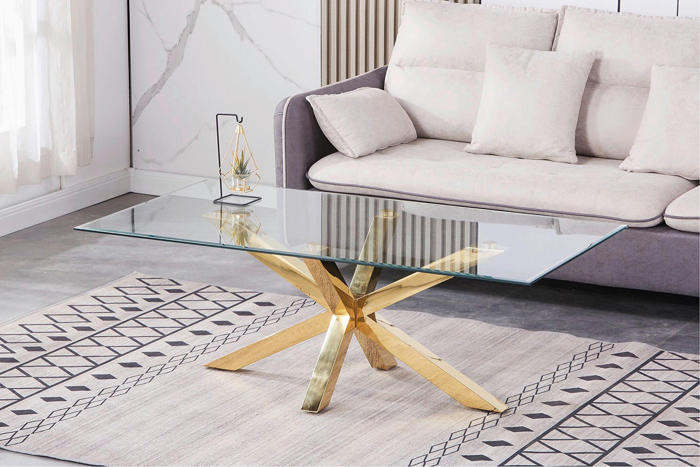 Glascouchtisch Cool  B/H/T: ca. 120x45x65 cm Cool - gold/klar (120,00/45,00/65,00cm)