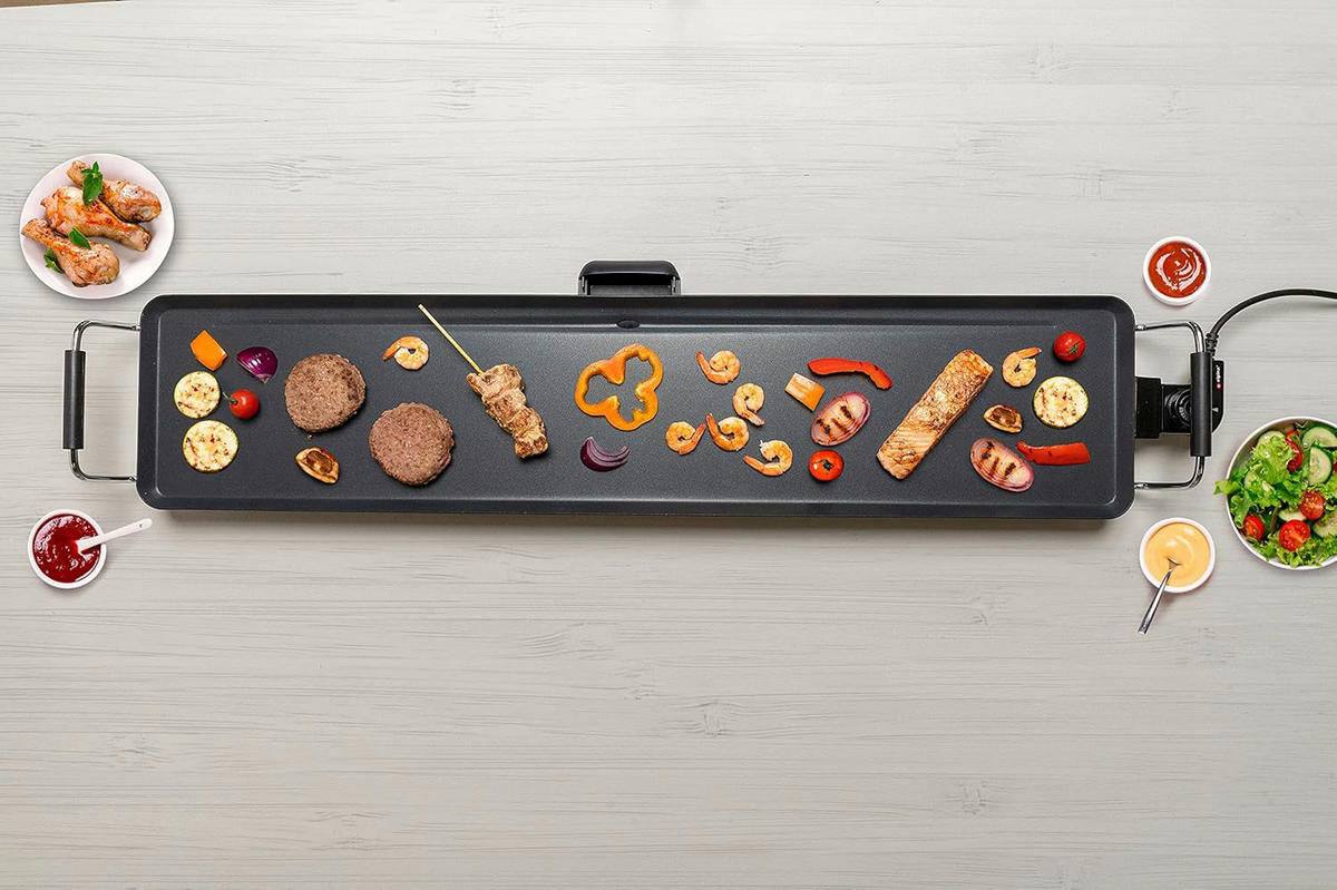 Alpina Elektro-Tischgrill schwarz Metall B/L: ca. 100x20 cm Grillplatte-XXL-Teppanyaki - schwarz (100,00/20,00cm) - Alpina