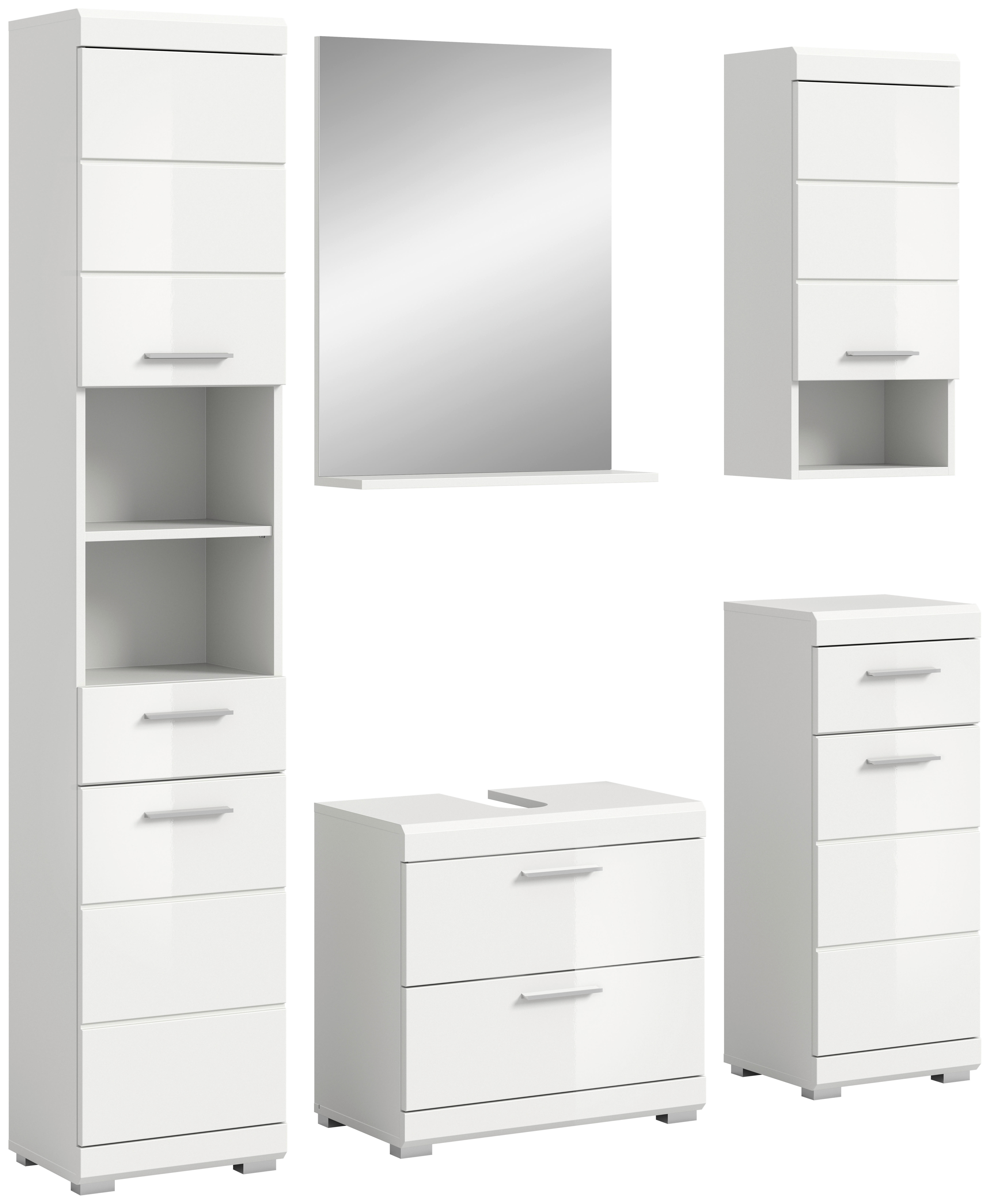 Badezimmer-Set Scout weiß weiß Hochglanz B/H/T: ca. 164x191x37 cm Scout - weiß (164,00/191,00/37,00cm) - xonox.home