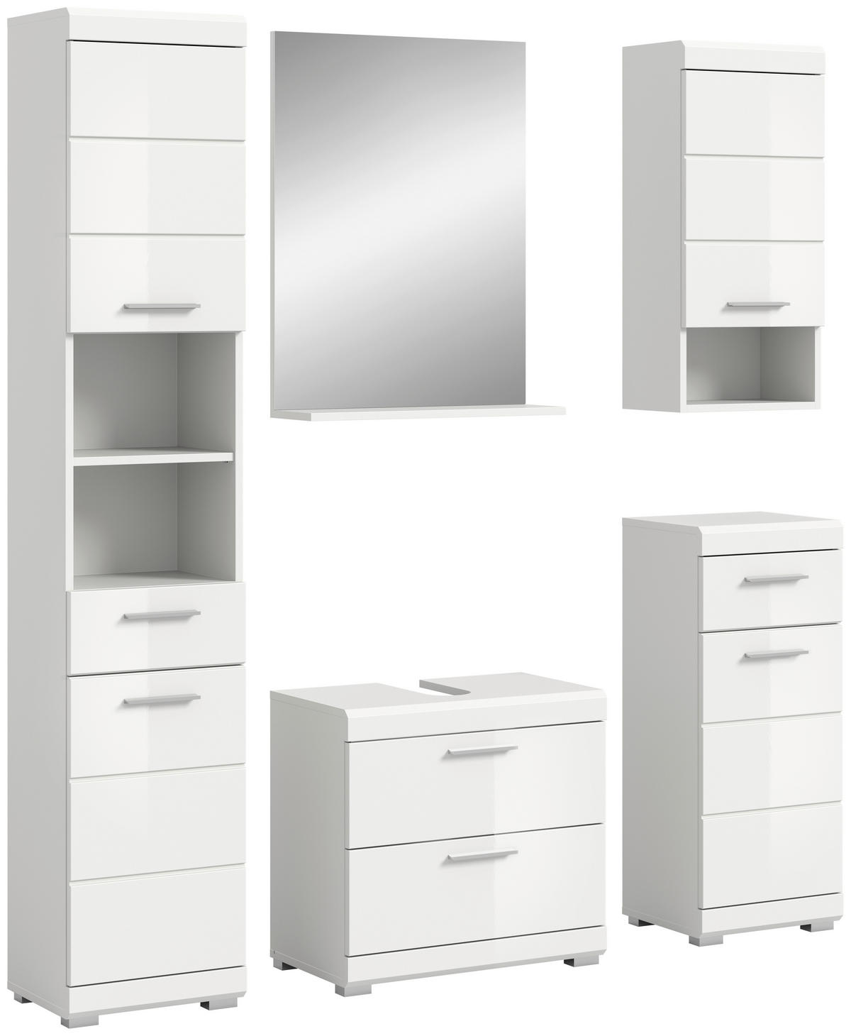 Badezimmer-Set Scout weiß weiß Hochglanz B/H/T: ca. 164x191x37 cm Scout - weiß (164,00/191,00/37,00cm) - xonox.home