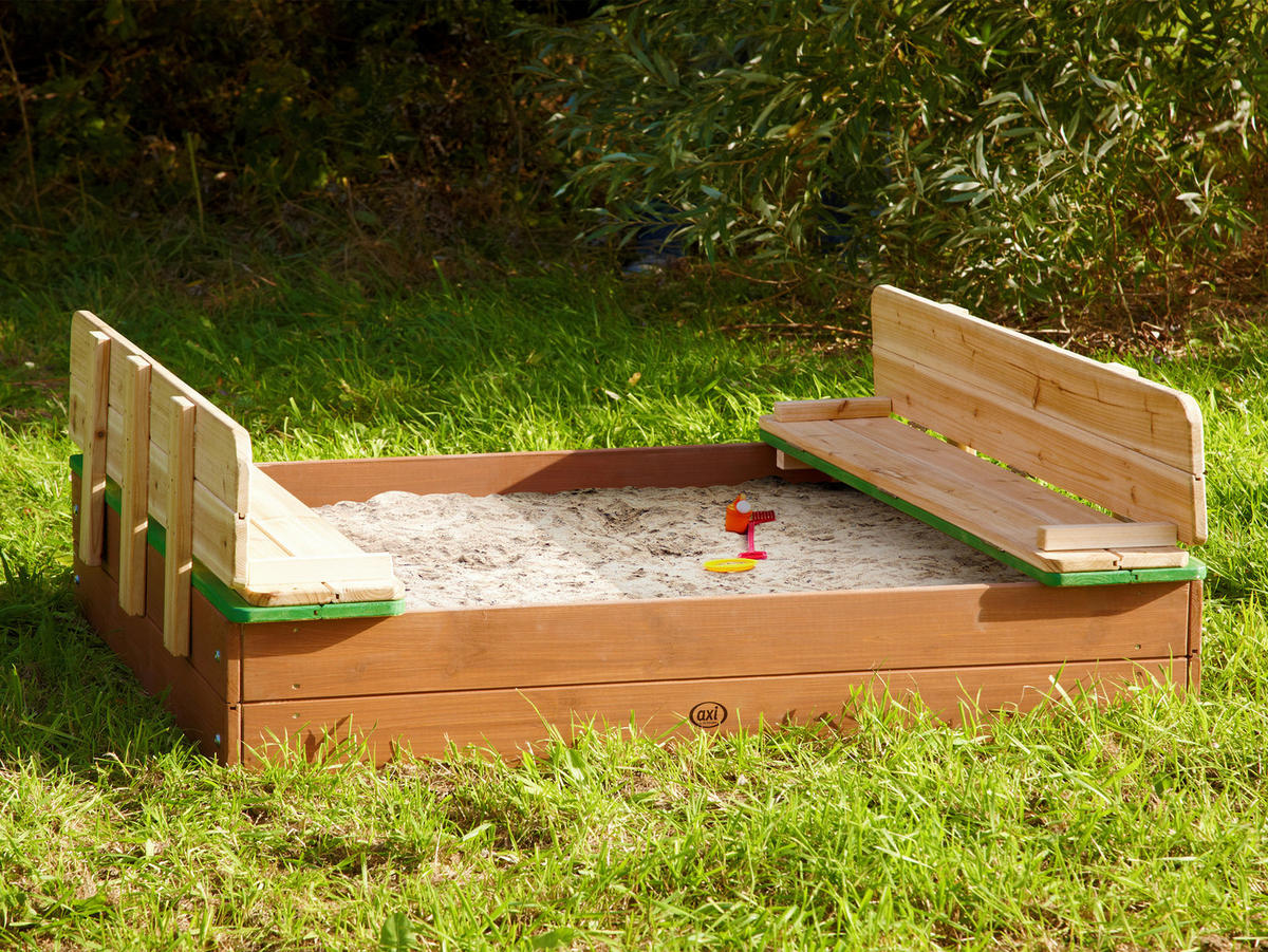AXI Sandkasten Ella XL braun Holz B/H/L: ca. 120x20x120 cm Ella XL - braun/grün (120,00/120,00/20,00cm) - AXI