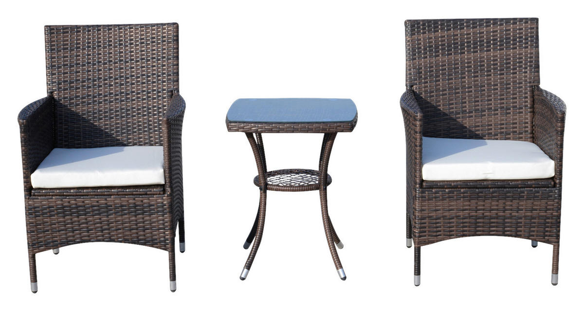 Outsunny Gartenmöbel-Set braun Polyrattan B/H/L: ca. 58,5x89,5x60 cm Gartenmöbel-Set - braun (60,00/58,50/89,50cm) - Outsunny