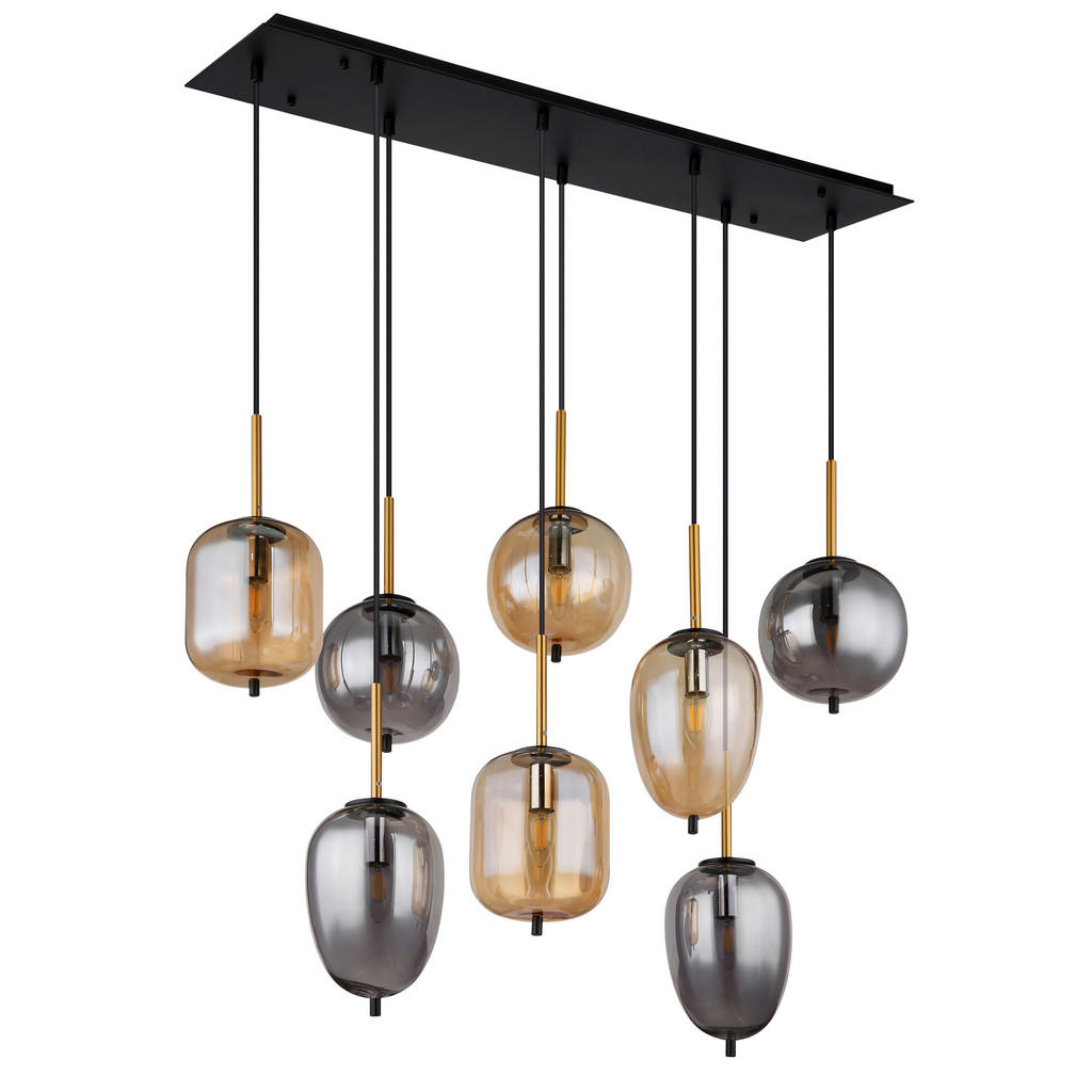 Thumbnail - GLOBO Pendelleuchte mattschwarz Metall Glas B/H/T: ca. 34x120x102,5 cm 8.0 Brennstellen