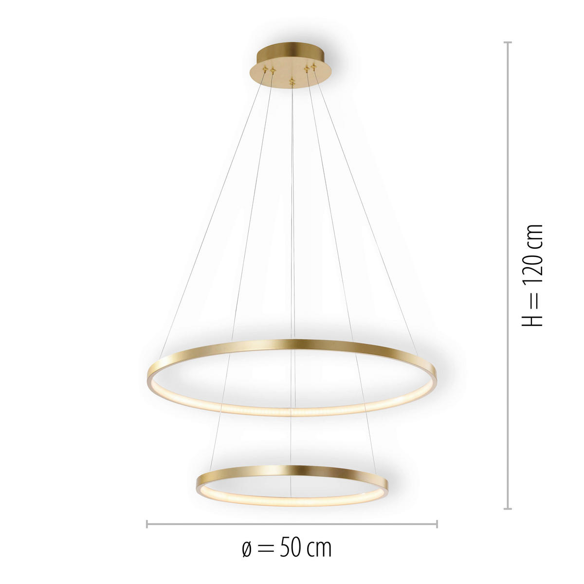 Just Light LED-Pendelleuchte CIRCLE 11525-12 weiß gold Metall Kunststoff H/D: ca. 120x50 cm 2.0 Brennstellen CIRCLE - gold/weiß (50,00/120,00cm) - Just Light