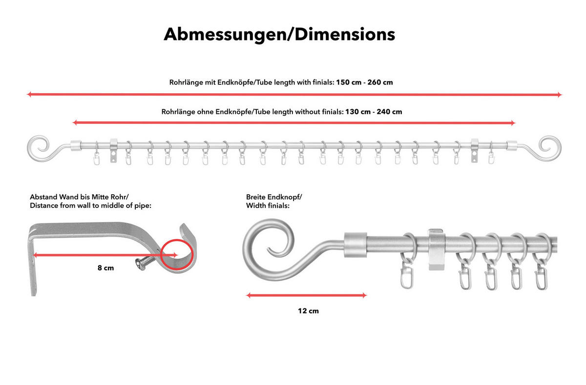 Gardinenstange Kringel Kringel - silber (0,16cm) - LICHTBLICK