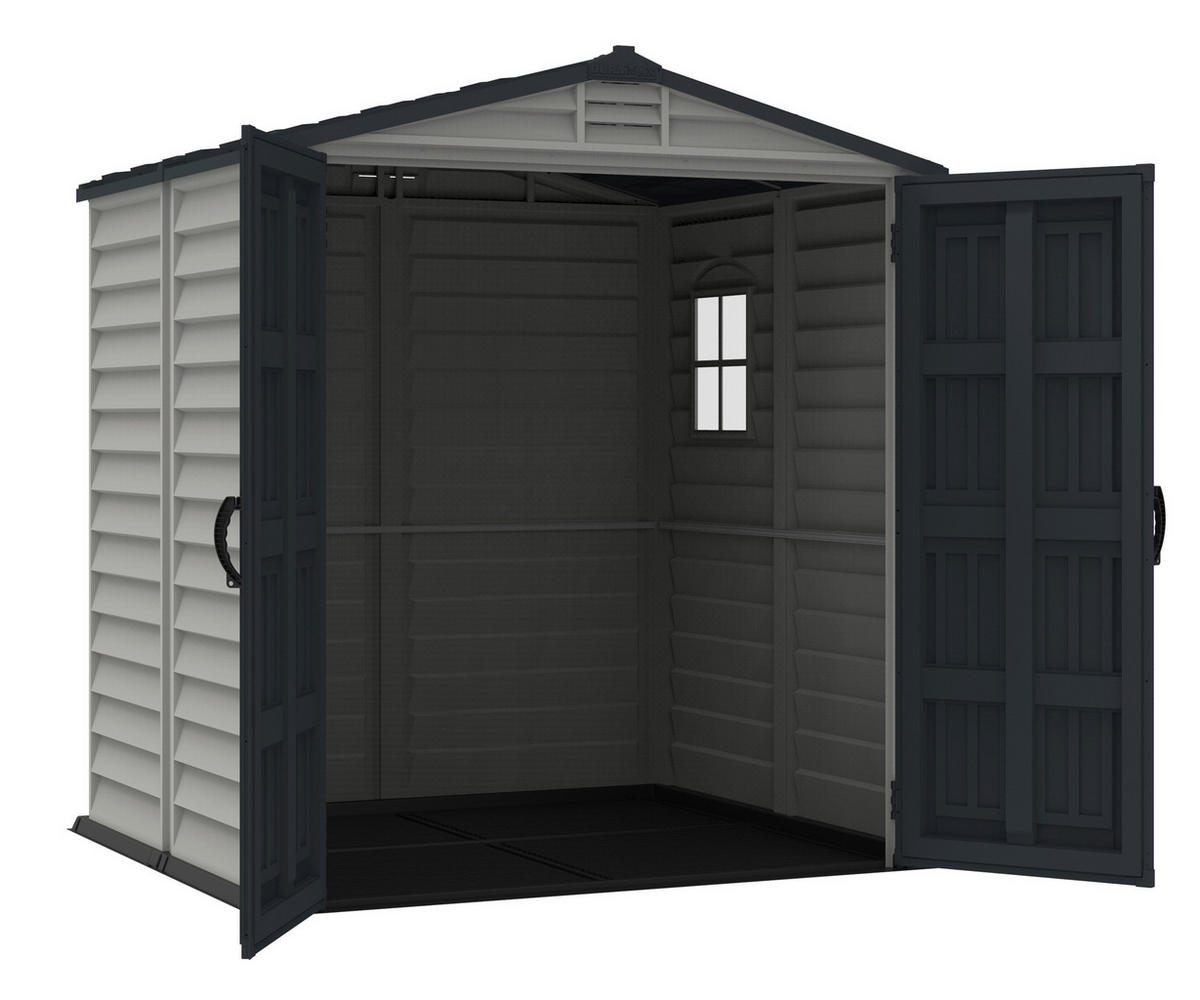 VCM Gerätehaus grau B/H/L: ca. 186x213x190 cm Gerätehaus mit Drehtür - grau (190,00/186,00/213,00cm) - VCM