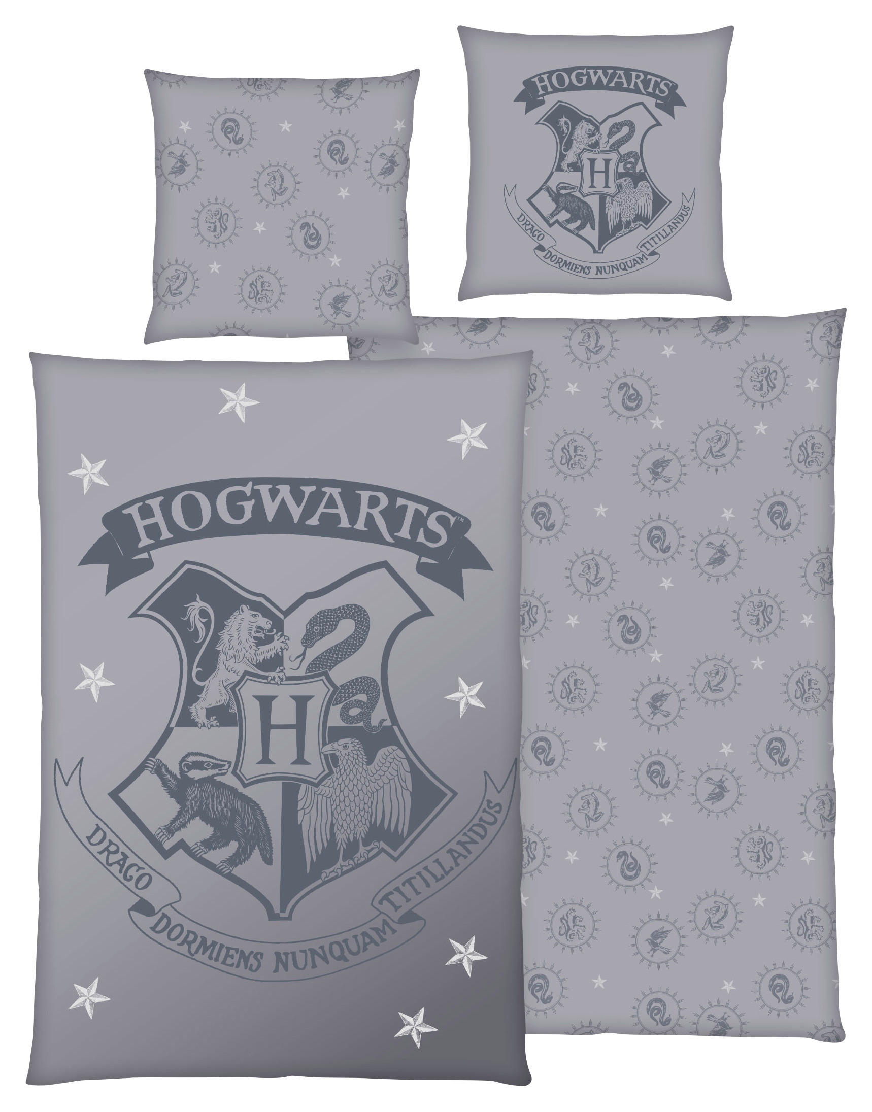 Baumwoll Wende Bettwäsche Harry Potter Baumwolle grau Baumwolle B/L: ca. 135x200 cm Harry Potter - grau (135,00/200,00cm)