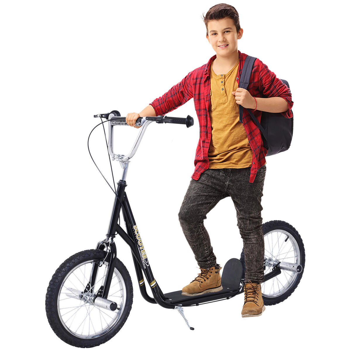 HOMCOM Kinderroller schwarz Kinderroller - schwarz (143,00/58,00/100,00cm) - HOMCOM