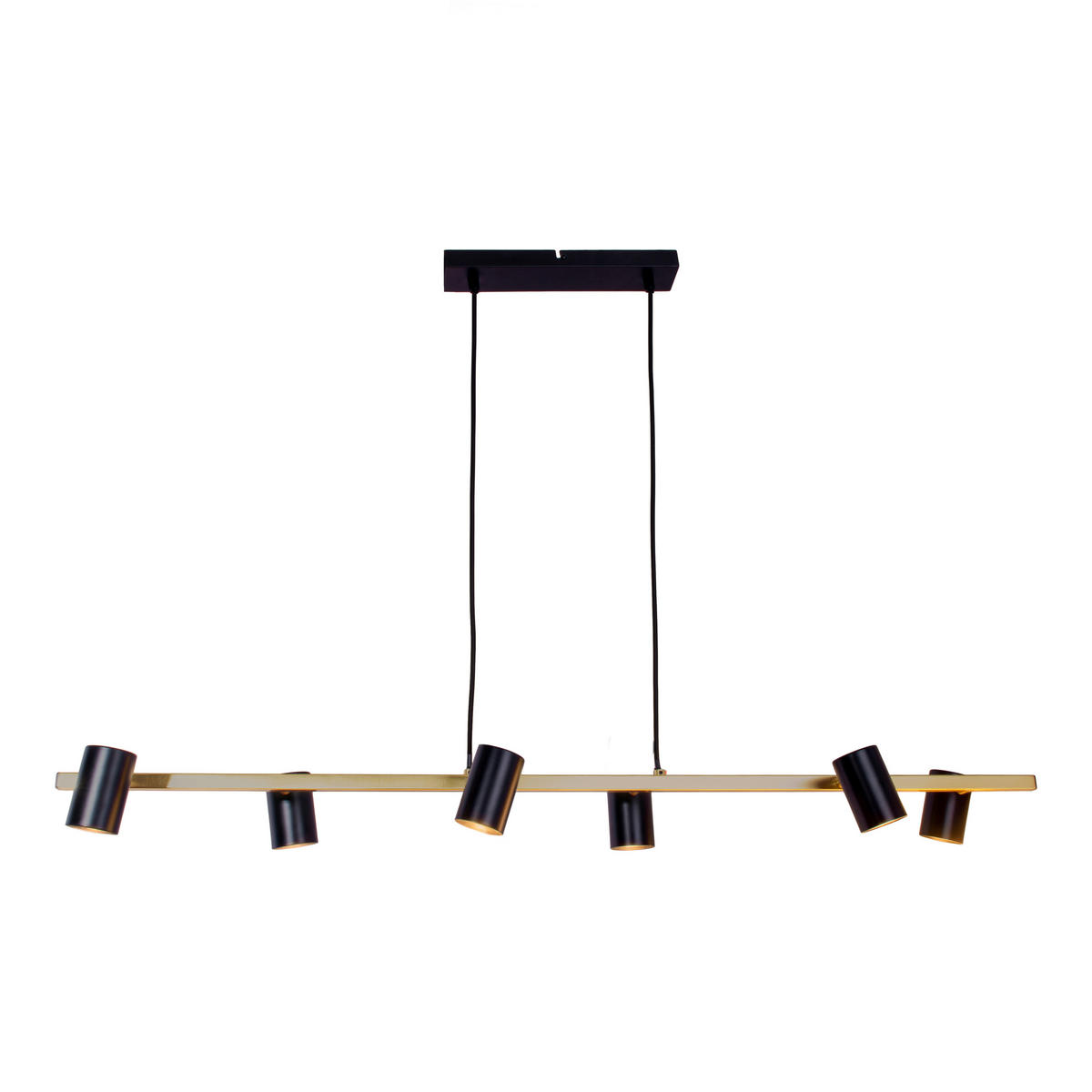 Näve Leuchten Pendelleuchte 7094822 schwarz Holz Metall B/H/T: ca. 23x120x115 cm GU10 6 Brennstellen Frida - schwarz (23,00/120,00/115,00cm) - Näve Leuchten