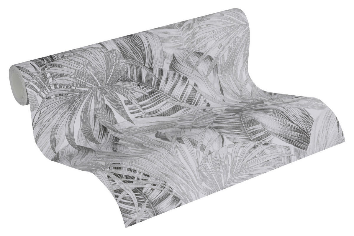 A.S.Creation Vliestapete Greenery Palmen grau B/L: ca. 53x1005 cm Greenery - grau (53,00/1005,00cm) - A.S.Creation