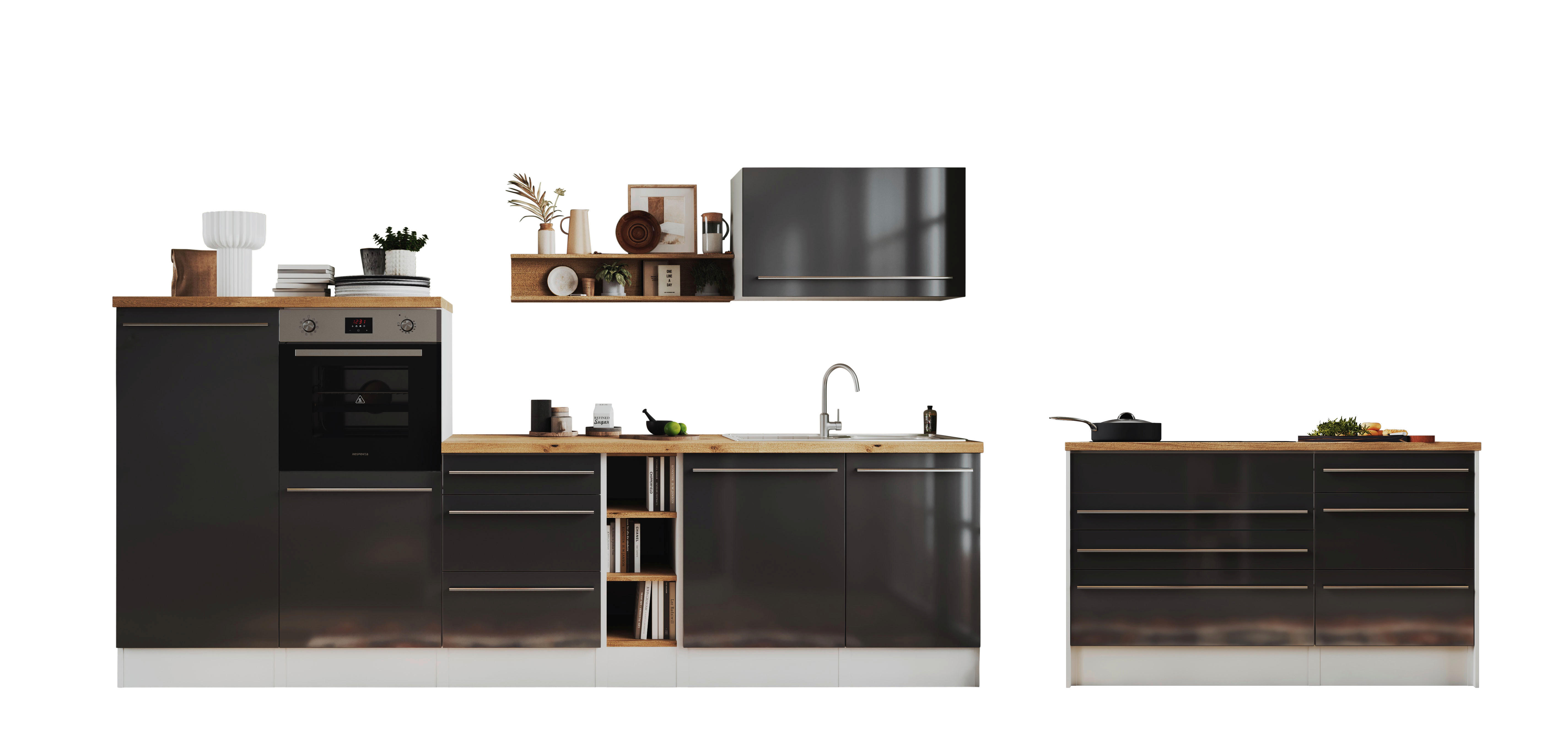 Thumbnail - Respekta Inselküche Gabriel grau matt B/H/T: ca. 320x200x60 cm