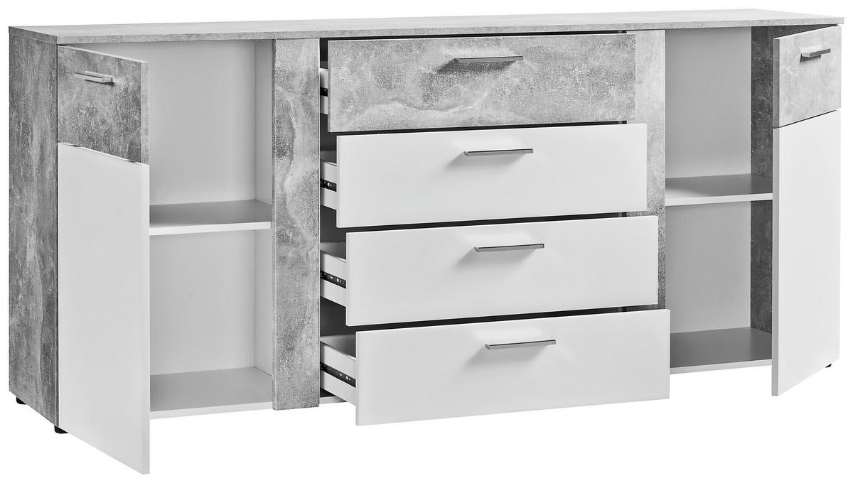 Kommode Trentino Beton Optik weiß B/H/T: ca. 180x81x40 cm Trentino - weiß (180,00/81,00/40,00cm)