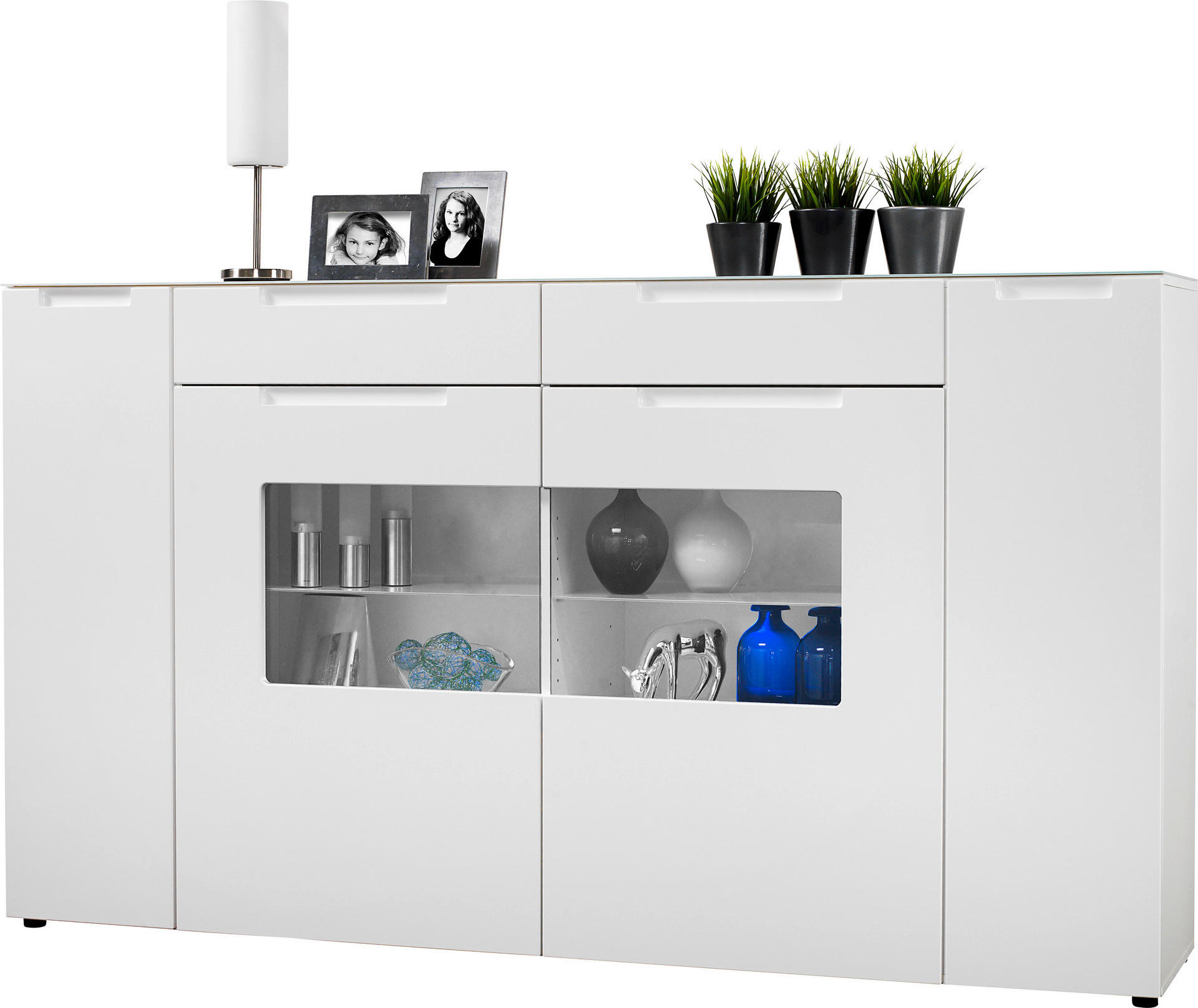 Highboard Mailand weiß Hochglanz B/H/T: ca. 192x108x40 cm Mailand - weiß (192,00/108,00/40,00cm)