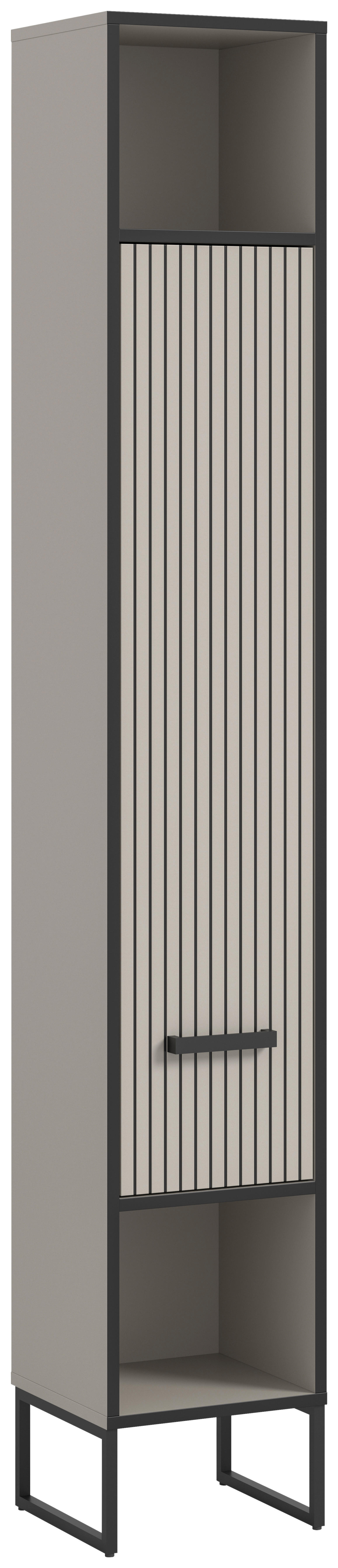 Badhochschrank BAGNO schwarz Kaschmirgrau Nachbildung B/H/T: ca. 30x192x32 cm BAGNO - schwarz (30,00/192,00/32,00cm) - xonox.home