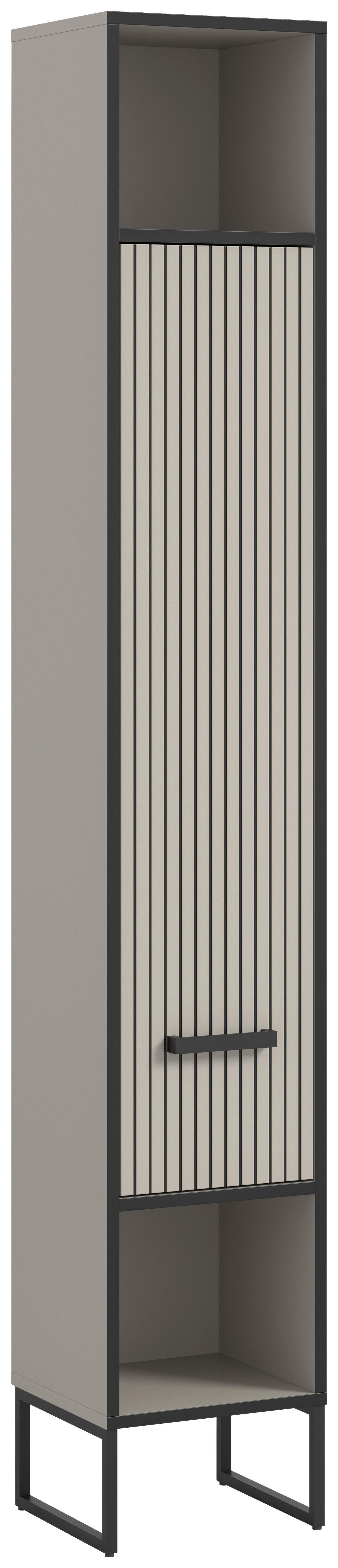 Badhochschrank BAGNO schwarz Kaschmirgrau Nachbildung B/H/T: ca. 30x192x32 cm BAGNO - schwarz (30,00/192,00/32,00cm) - xonox.home