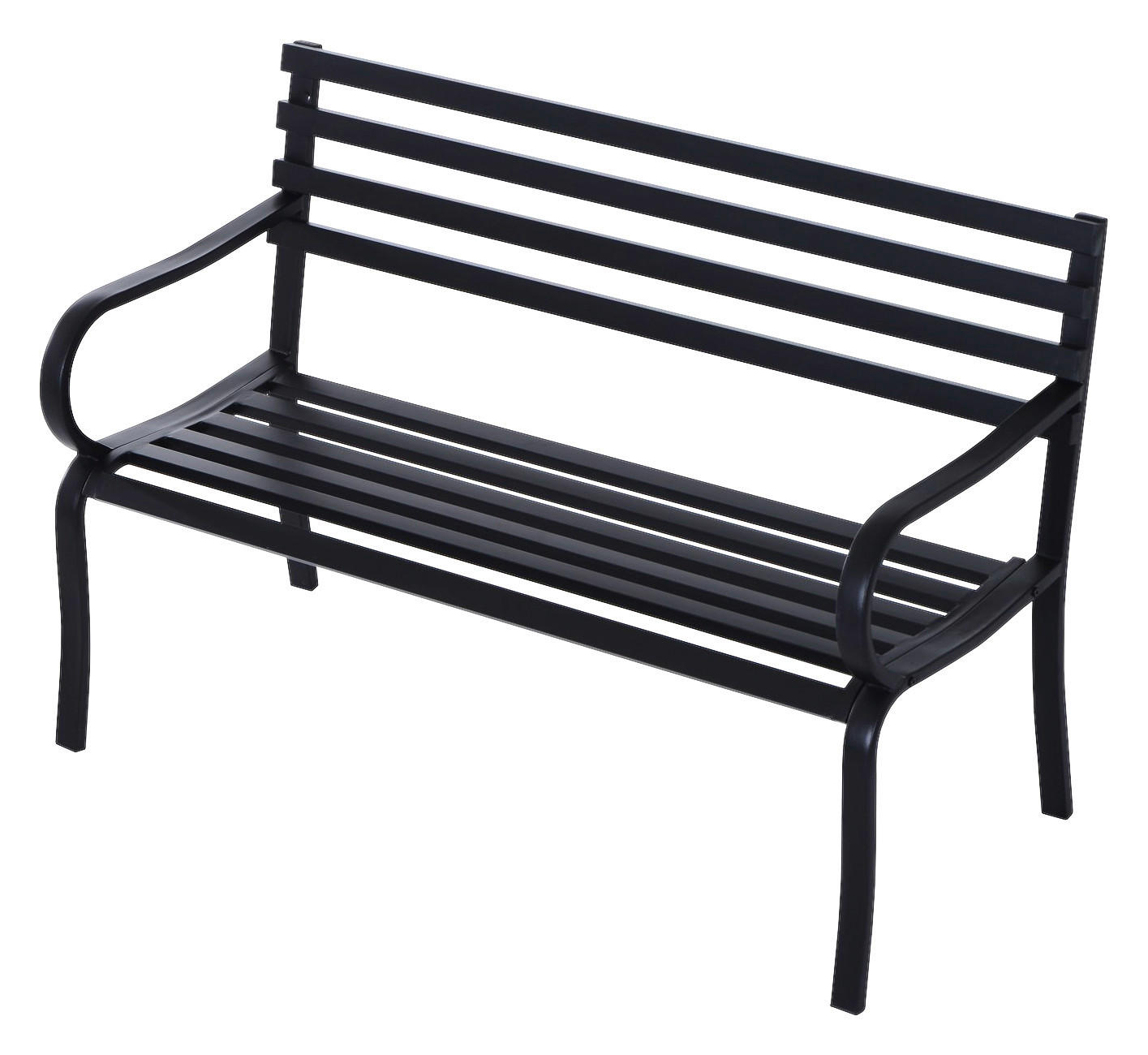 Outsunny Gartenbank schwarz Metall B/H/L: ca. 62x82x125 cm Gartenbank - schwarz (125,00/62,00/82,00cm) - Outsunny