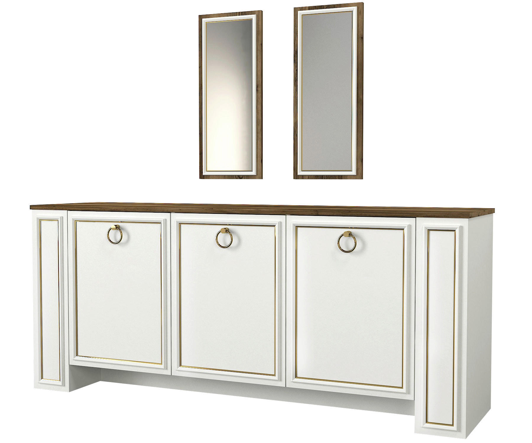 Sideboard Sansa weiß walnuss Nachbildung B/H/T: ca. 180x76x45 cm Sansa - weiß/walnuss (180,00/76,00/45,00cm) - moebel17