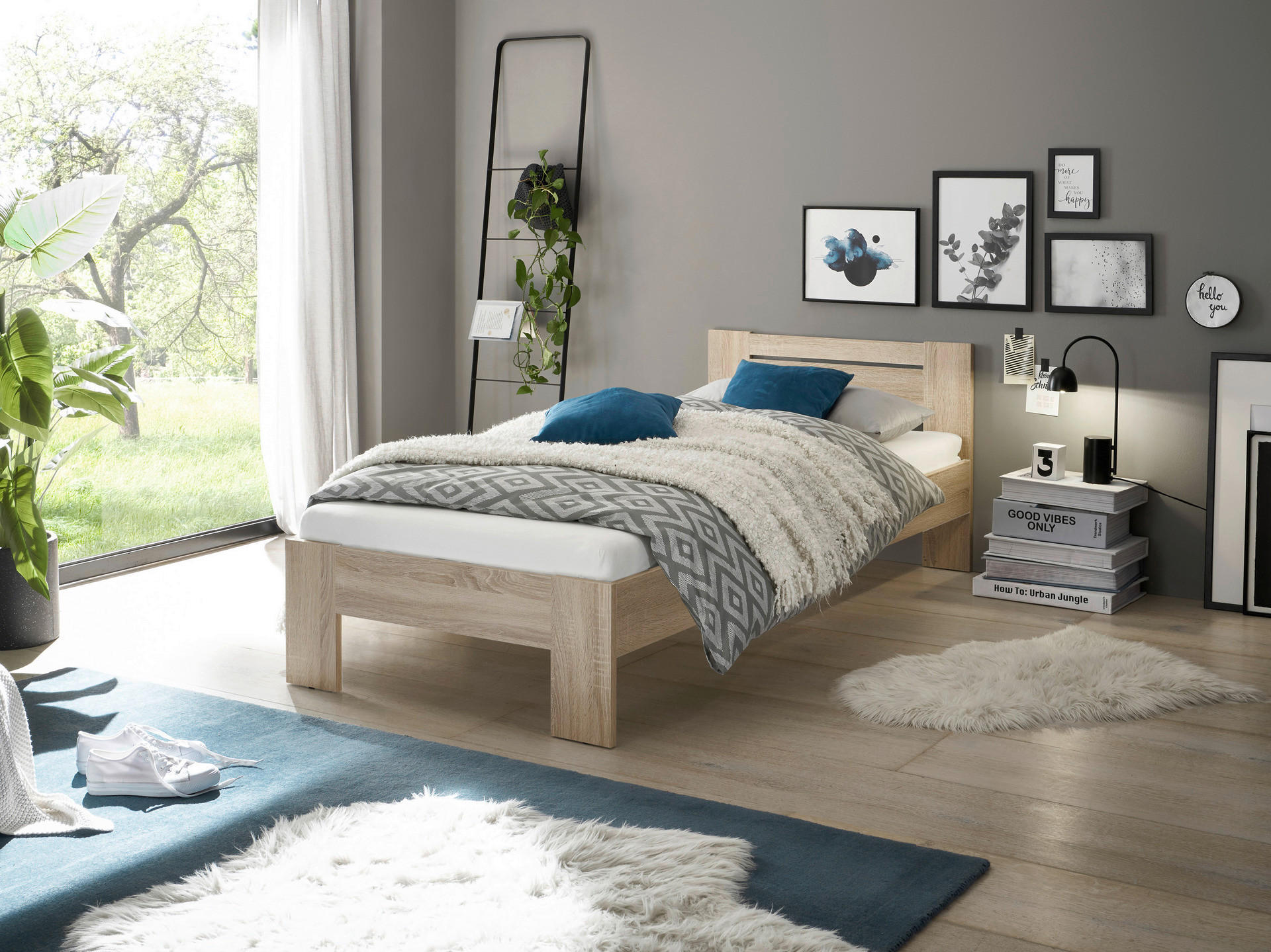 Futonbett Cannes Eiche Sonoma Nachbildung Liegefläche B/L: ca. 90x200 cm Cannes - Eiche (95,00/71,00/204,00cm)