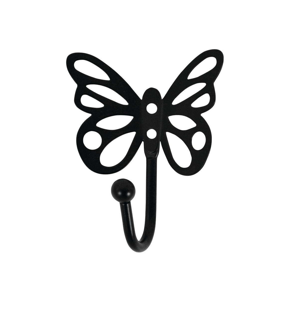 Garderobenhaken Butterfly schwarz pulverbeschichtet Metall B/H/T: ca. 8,5x10,5x5 cm Butterfly - schwarz (8,50/10,50/5,00cm)