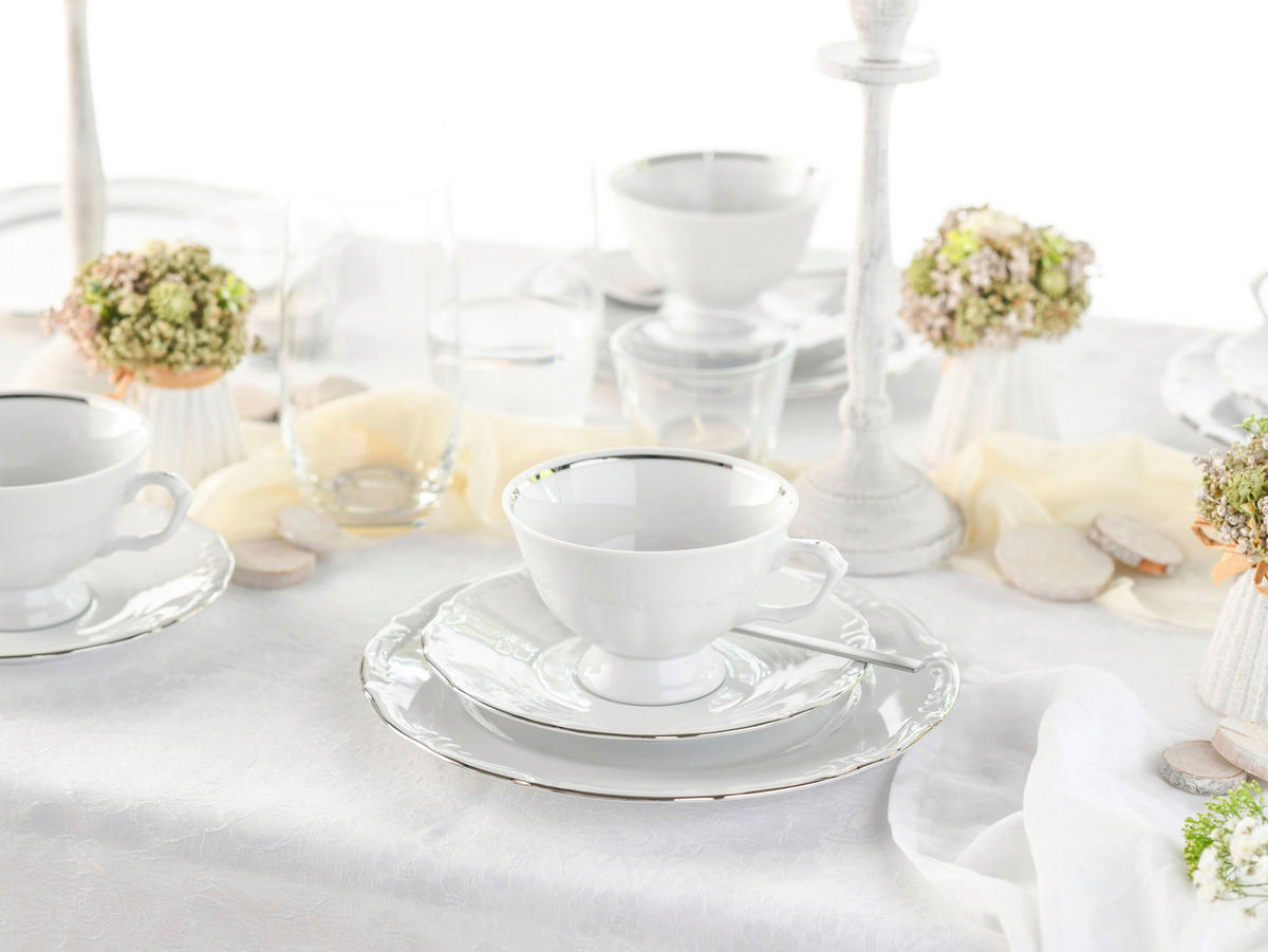 CreaTable Tafelservice Maria Theresia platin Porzellan 30 tlg. Maria Theresia - platin (44,00/28,00/33,00cm) - CreaTable