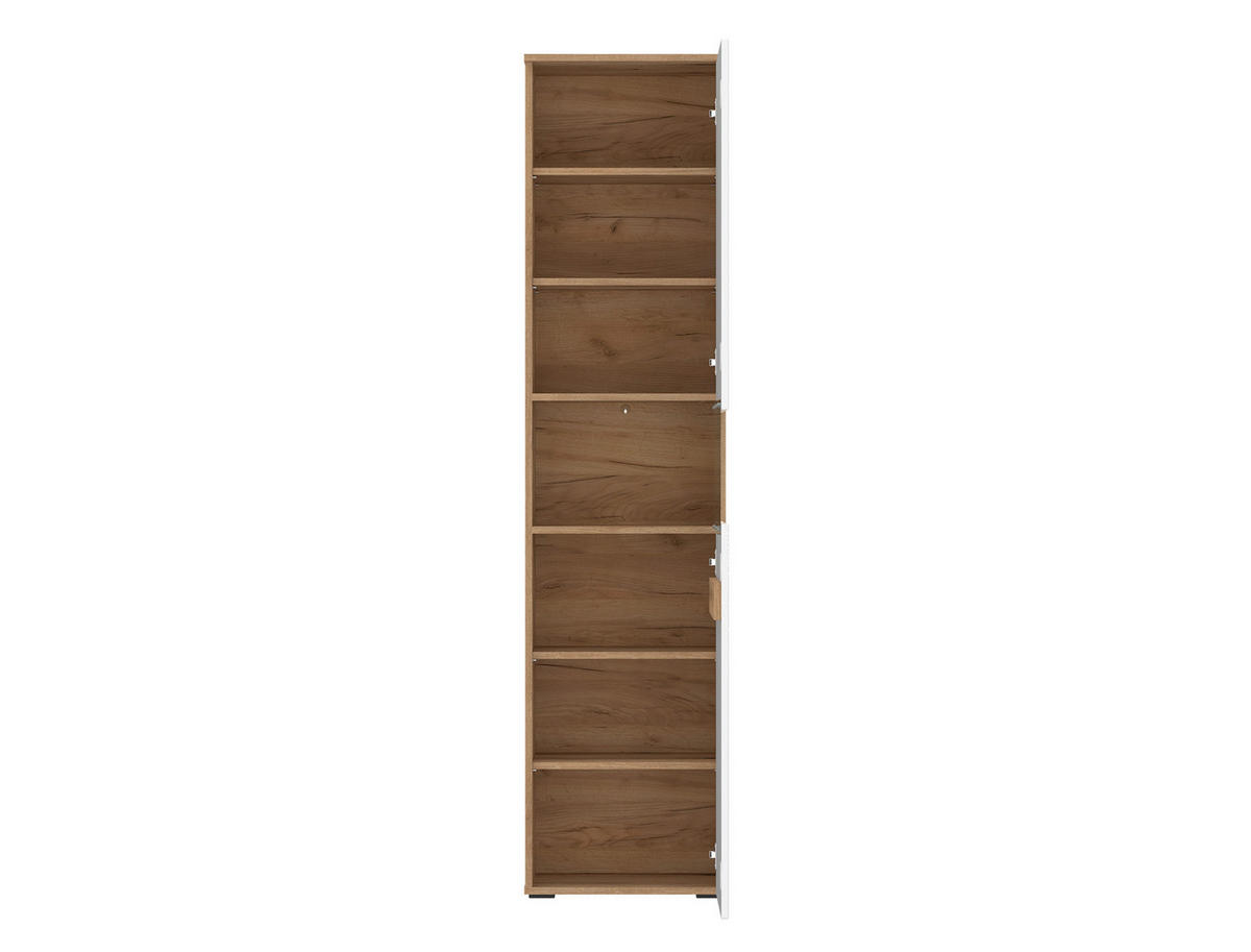 Vitrine Alana Eiche Evoke Coast Nachbildung weiß Hochglanz B/H/T: ca. 47x195x33 cm Alana - Eiche/weiß (47,00/195,00/33,00cm)