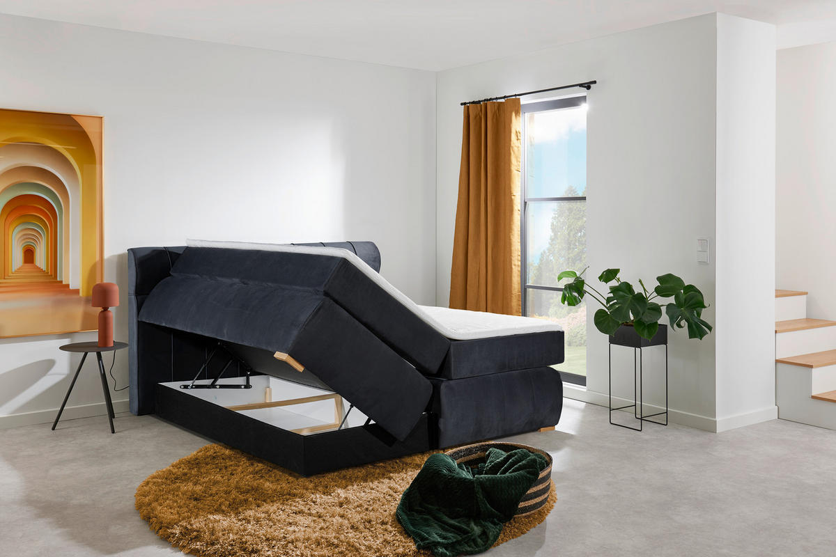 Boxspringbett Sorrent dunkelgrau Microfaser Liegefläche B/L: ca. 180x200 cm Sorrent - dunkelgrau (190,00/115,00/215,00cm)