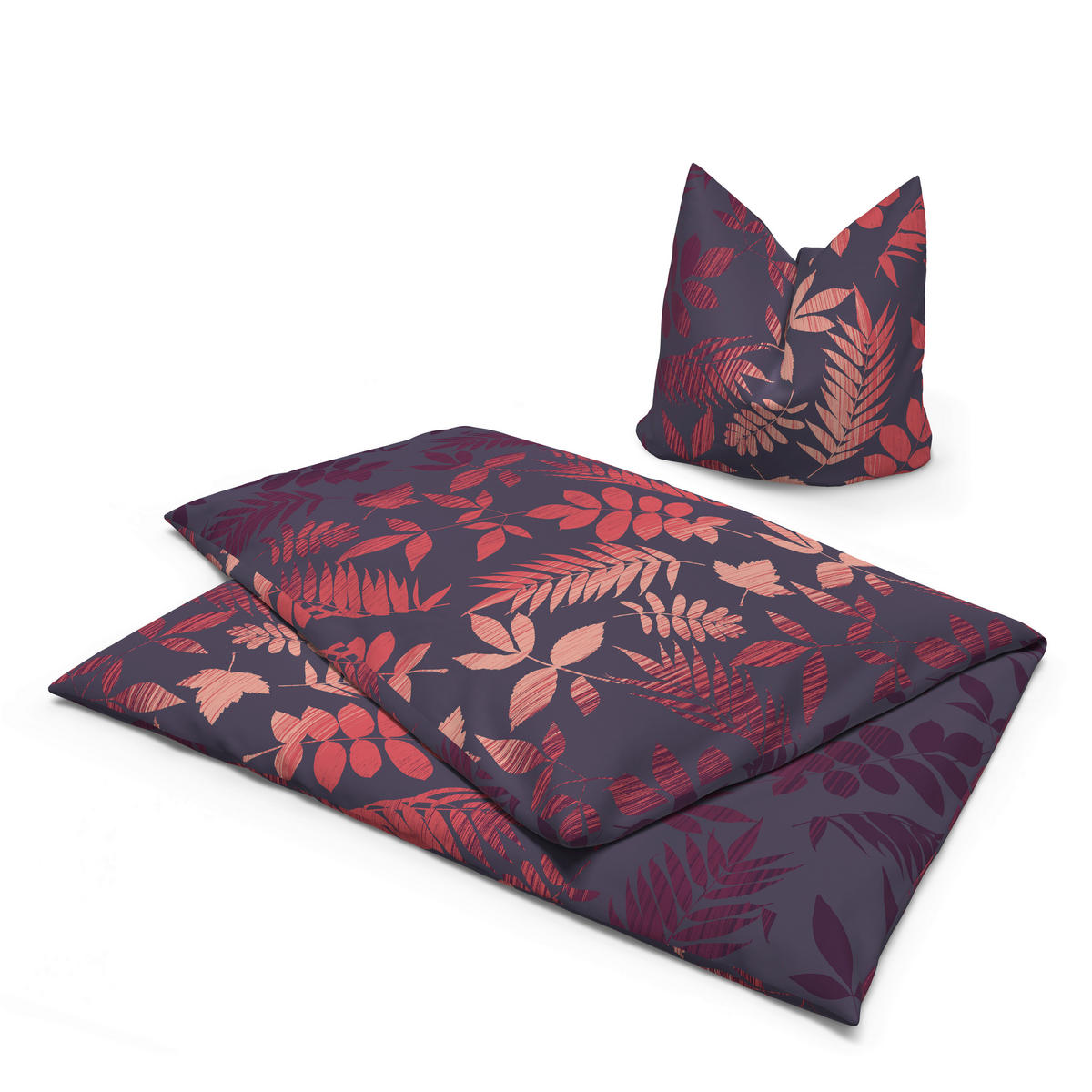 Baumwoll Bettwäsche Cotton touch Bettwäsche_Cotton-Touch Laub - lila/bordeaux (135,00/200,00cm) - Sensation