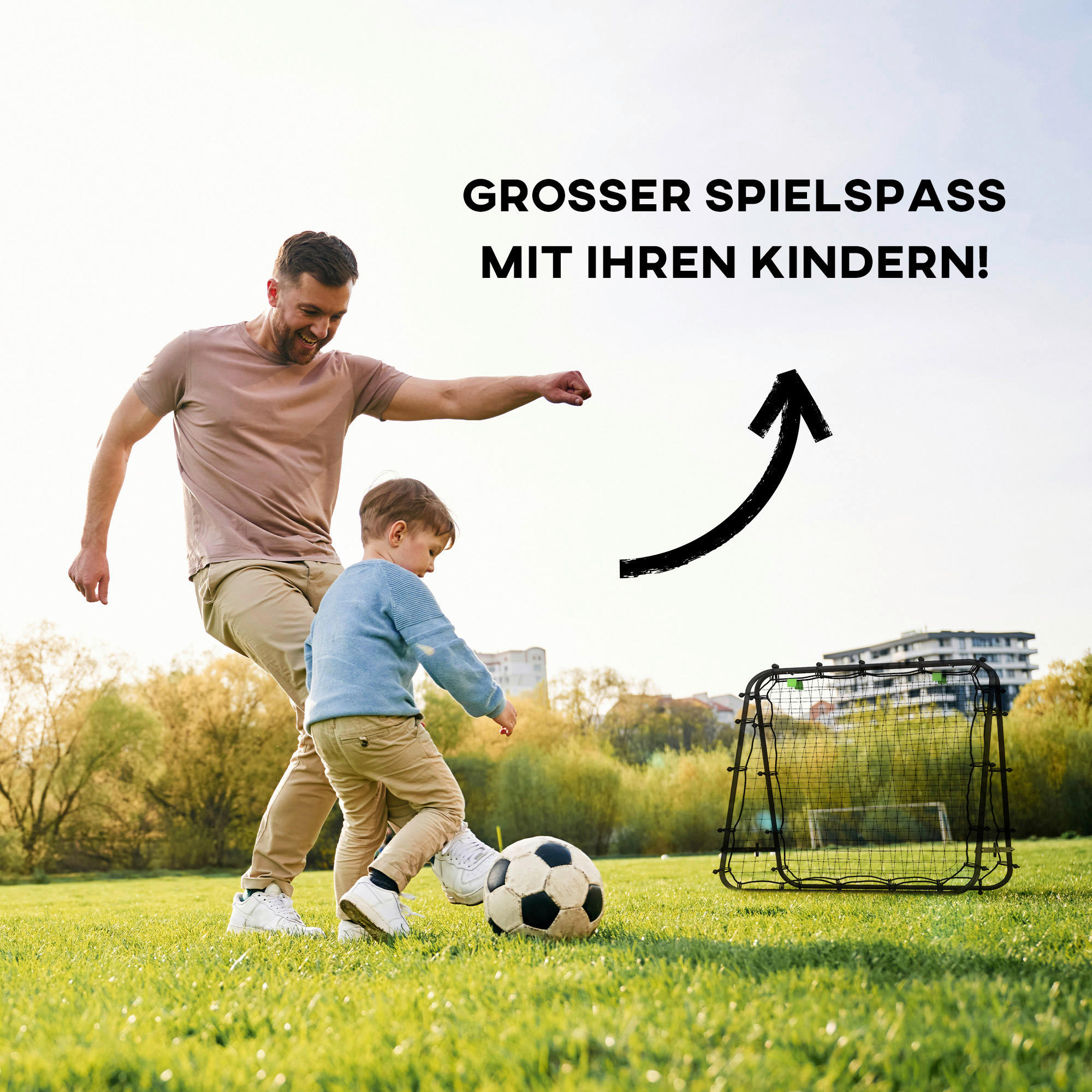 HOMCOM Fußball Rebounder schwarz Stahl B/H/L: ca. 95x90x100 cm Fußball Rebounder - schwarz (100,00/95,00/90,00cm) - HOMCOM