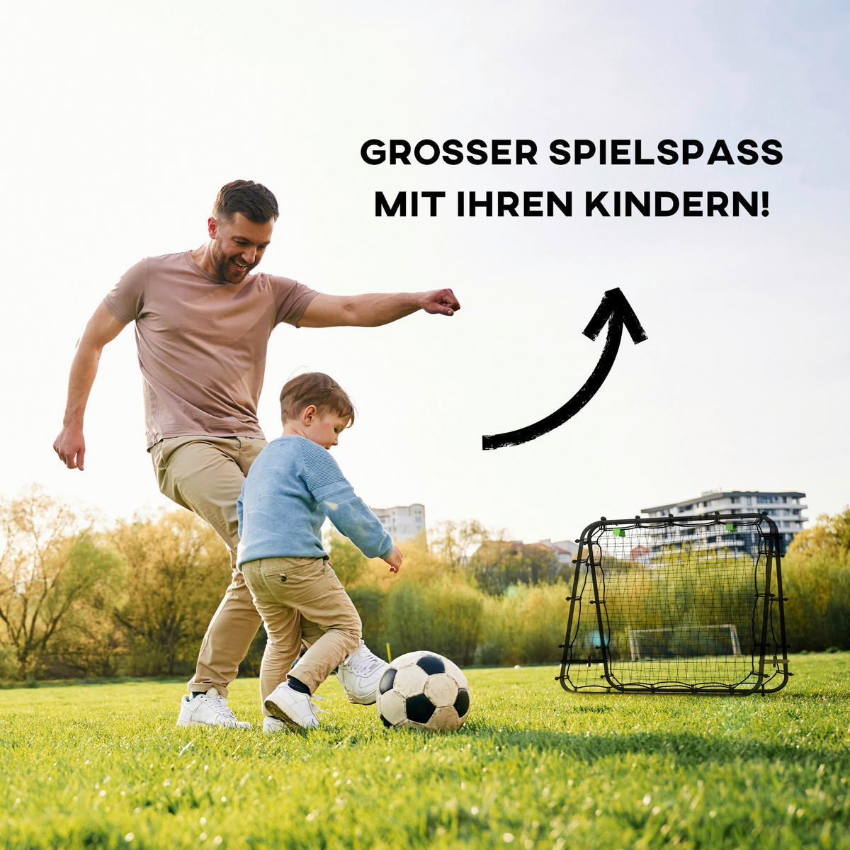 HOMCOM Fußball Rebounder schwarz Stahl B/H/L: ca. 95x90x100 cm Fußball Rebounder - schwarz (100,00/95,00/90,00cm) - HOMCOM