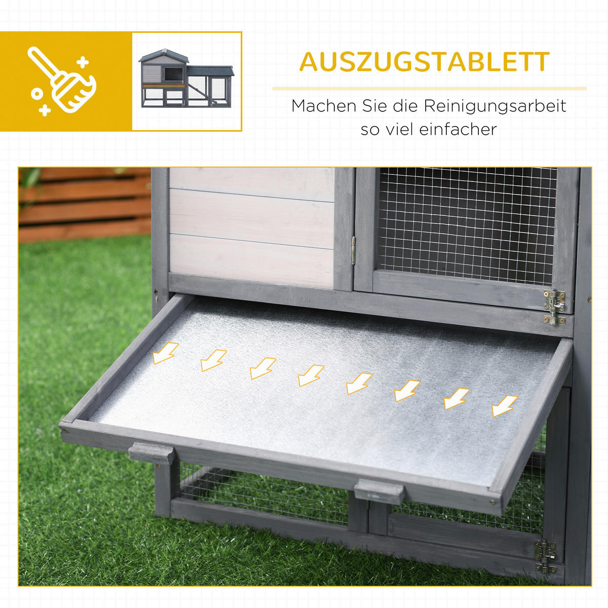 PawHut Kleintierstall grau Holz B/H/L: ca. 54x84x147 cm Kleintierstall - grau (147,00/54,00/84,00cm) - PawHut