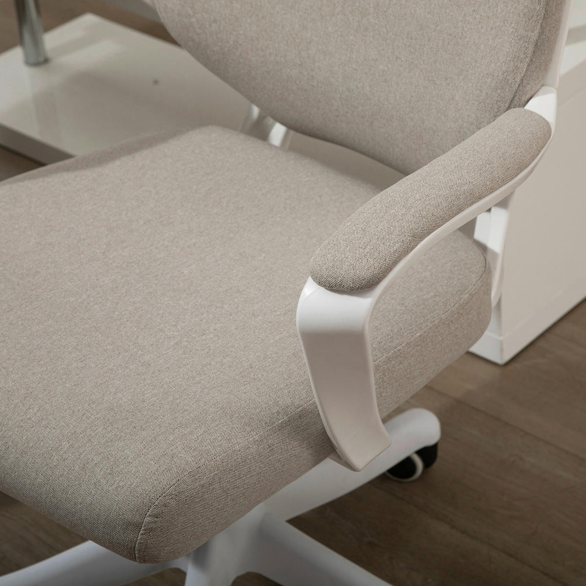 Drehstuhl 921-536BG beige weiß 921-536BG - beige/weiß (62,00/92,00/69,00cm) - Vinsetto