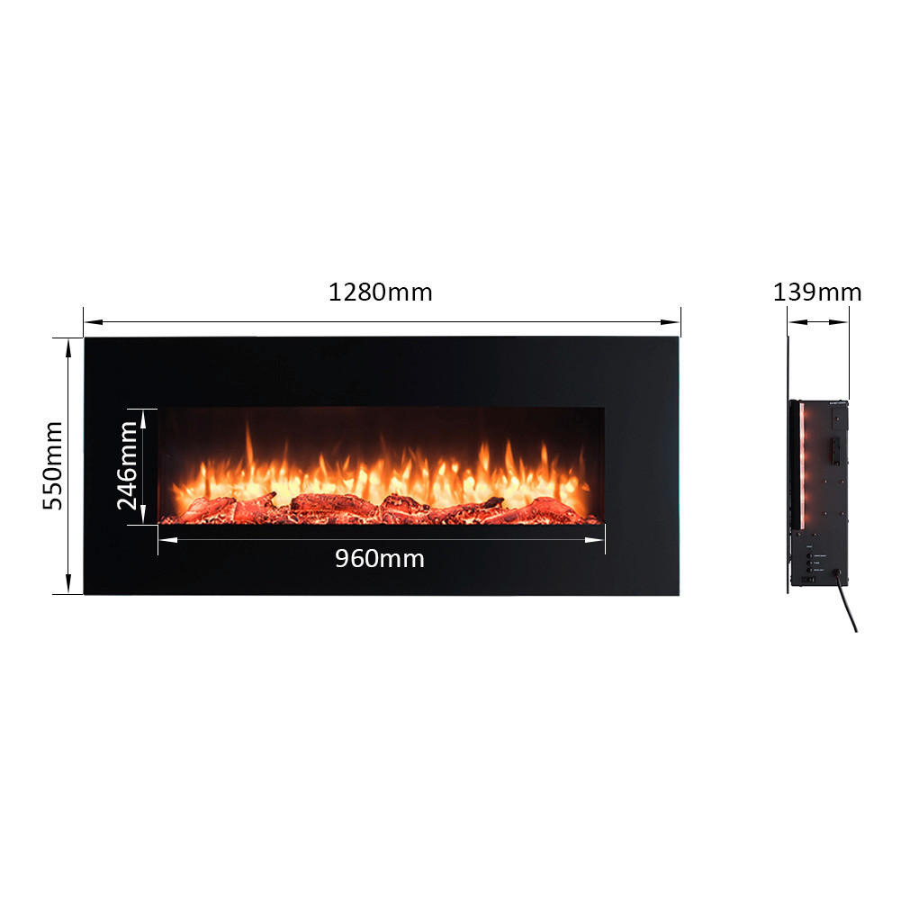 Balderia Einbaukamin Elektrischer-Kamin Vanadis mattschwarz MDF B/H/T: ca. 128x58x13,9 cm Elekt.-Kamin Vanadis EF202C - mattschwarz (128,00/58,00/13,90cm) - Balderia