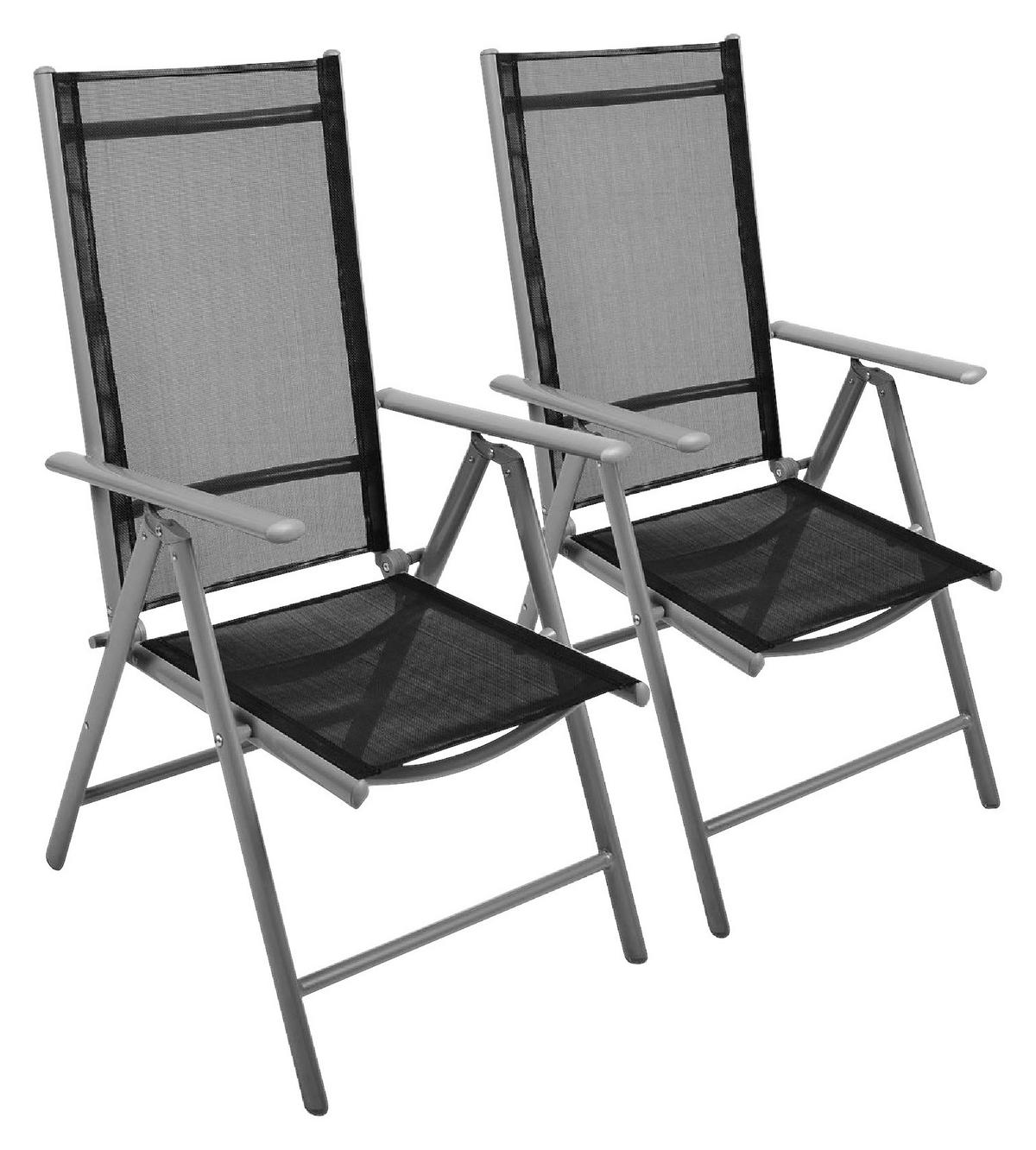 VCM Klappstuhl-Set schwarz Textilene B/H/T: ca. 56x105x65 cm Klappstuhlset - schwarz (56,00/105,00/65,00cm) - VCM