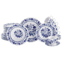 CreaTable Kombiservice Flora Zwiebelmuster weiß Porzellan 30 tlg. Flora Zwiebelmuster - blau/weiß - CreaTable