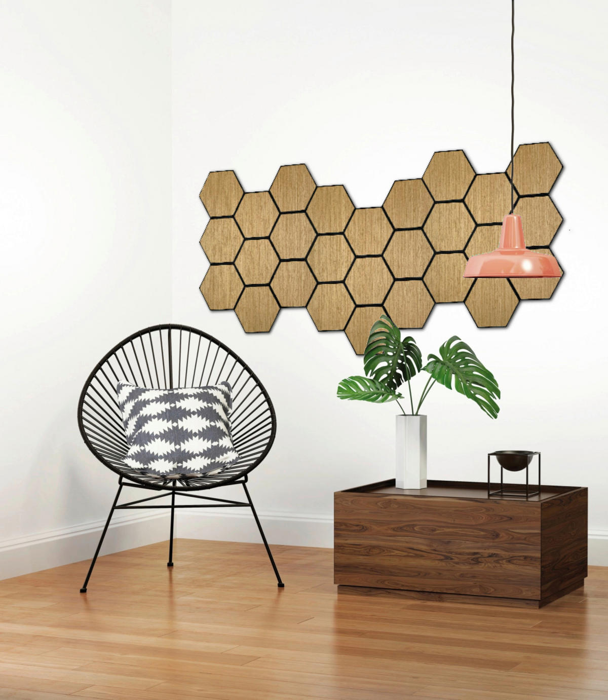Wandpaneel natur B/H: ca. 55x65 cm Wandpaneel_neutral_Furnier_Hexagon - natur (55,00/65,00cm)