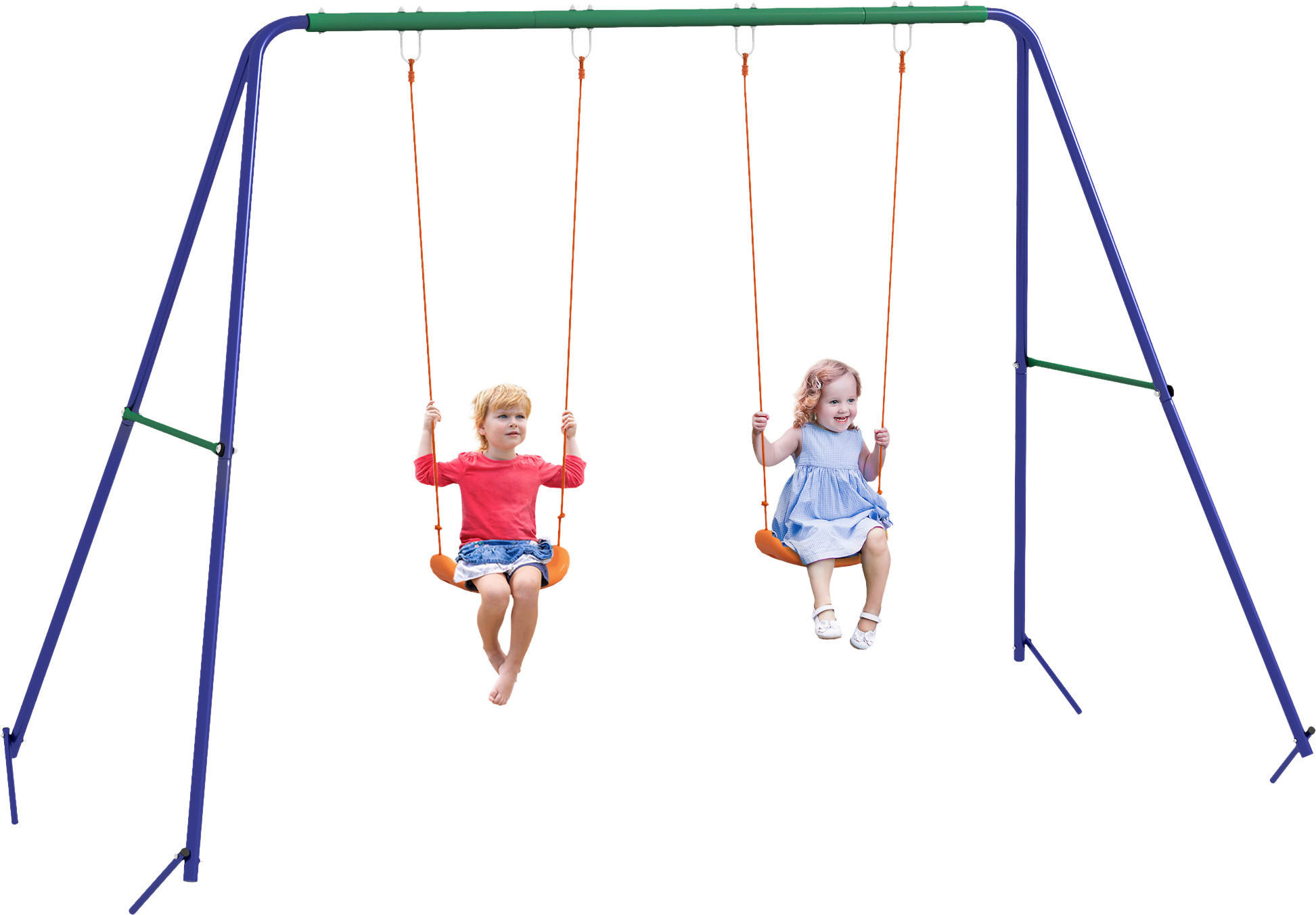 Outsunny Schaukel orange B/H/L: ca. 160x269x180 cm Kinderschaukel - orange/blau (180,00/160,00/269,00cm) - Outsunny