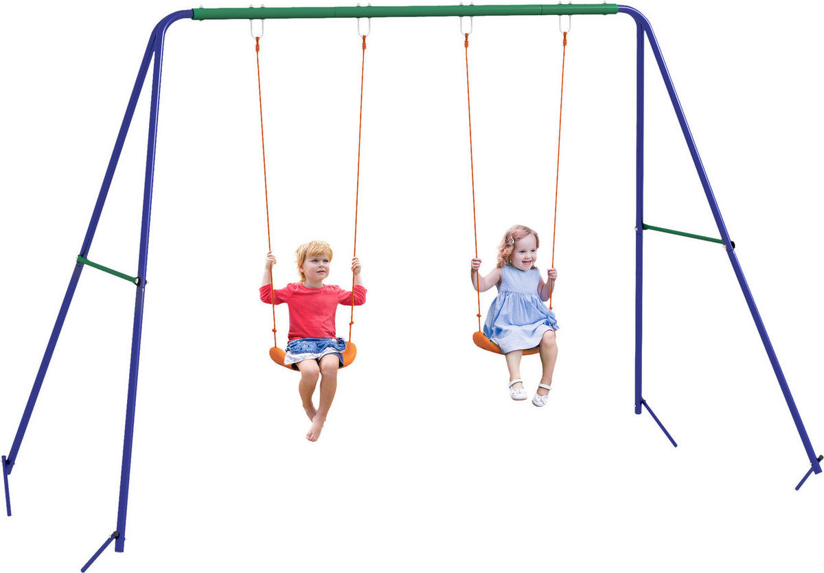 Outsunny Schaukel orange B/H/L: ca. 160x269x180 cm Kinderschaukel - orange/blau (180,00/160,00/269,00cm) - Outsunny