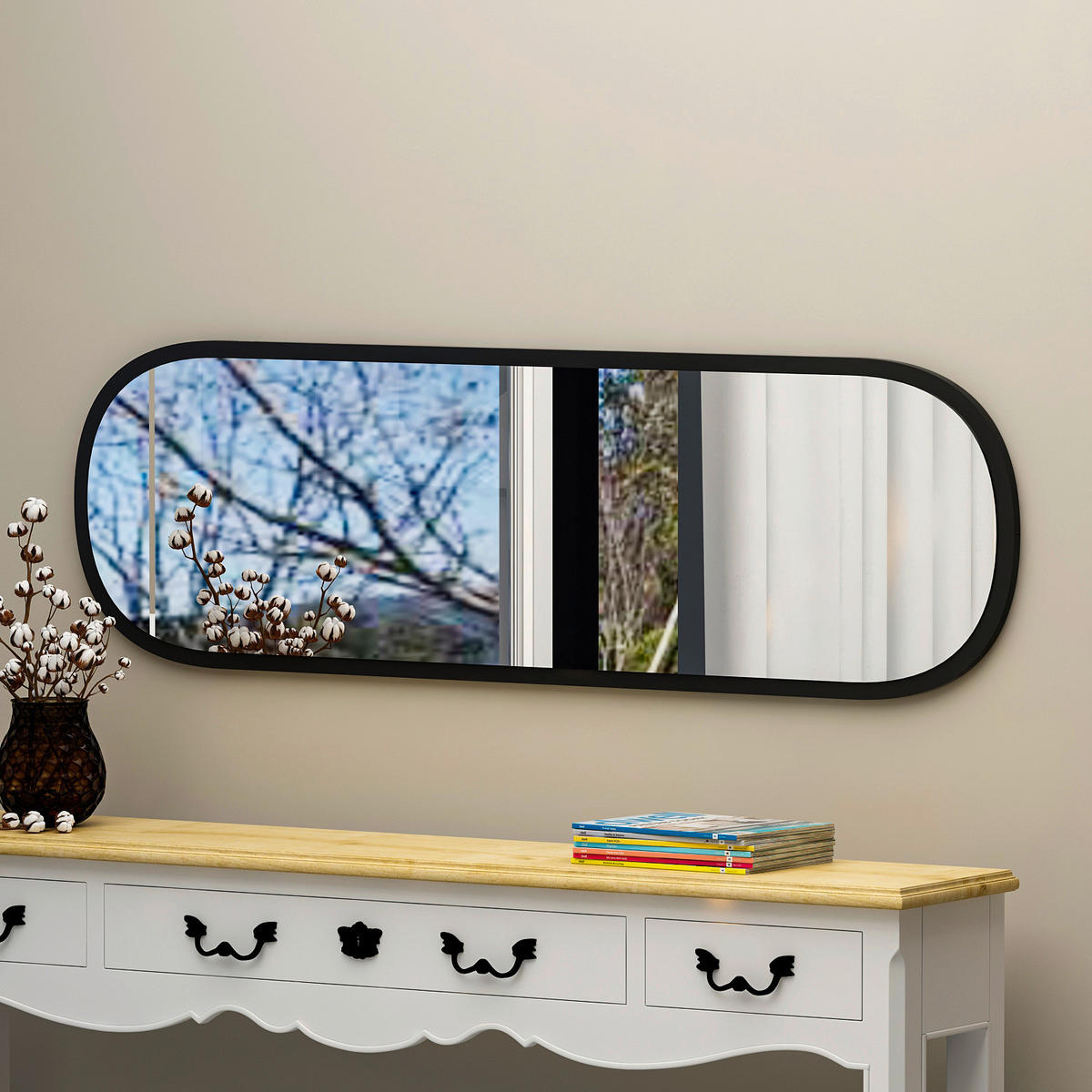 Wandspiegel Magnum schwarz Glas B/H/T: ca. 120x40x3,5 cm Magnum - schwarz (120,00/40,00/3,50cm) - moebel17