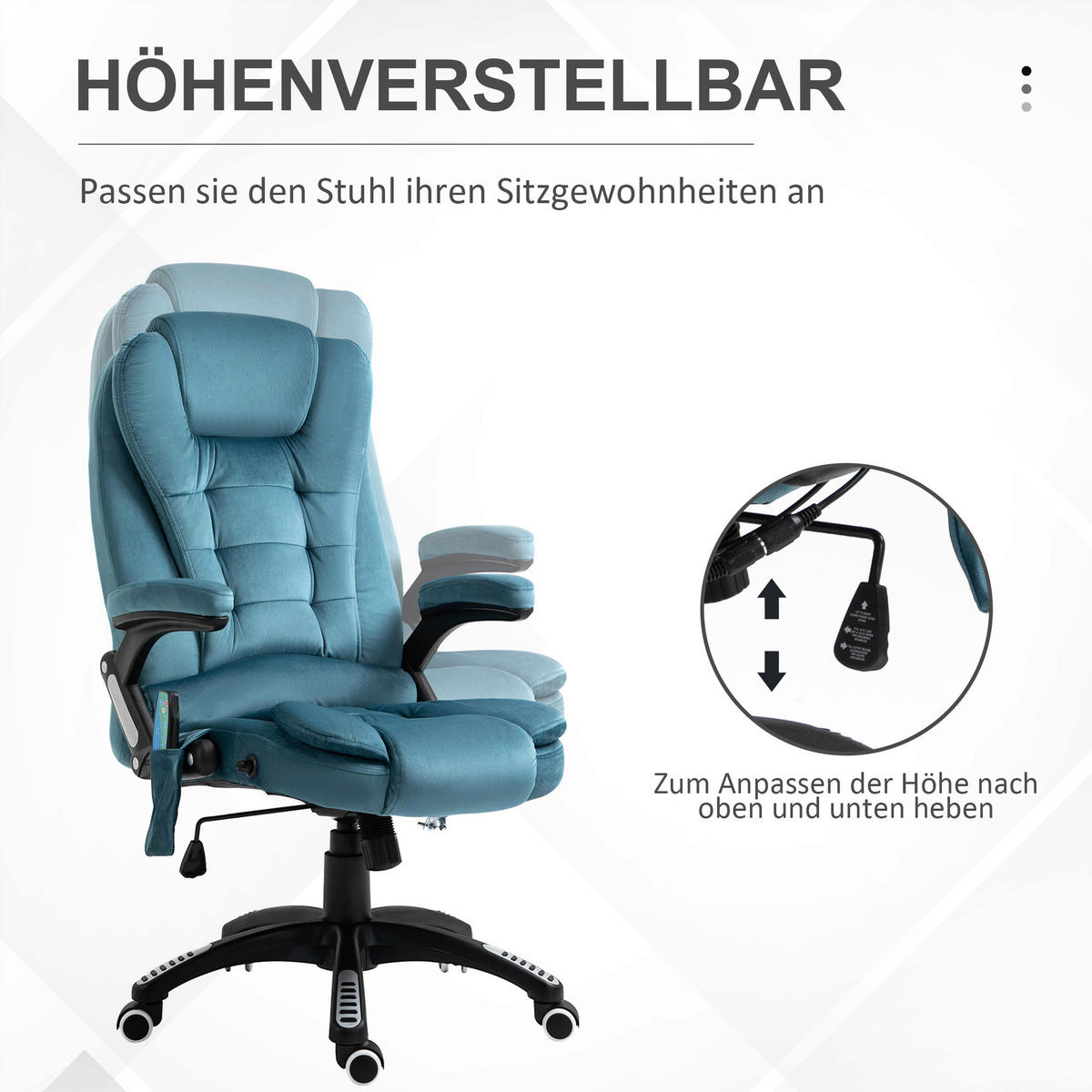 Vinsetto Massagestuhl blau B/H/L: ca. 72x68x120 cm Massagestuhl - blau (120,00/72,00/68,00cm) - Vinsetto