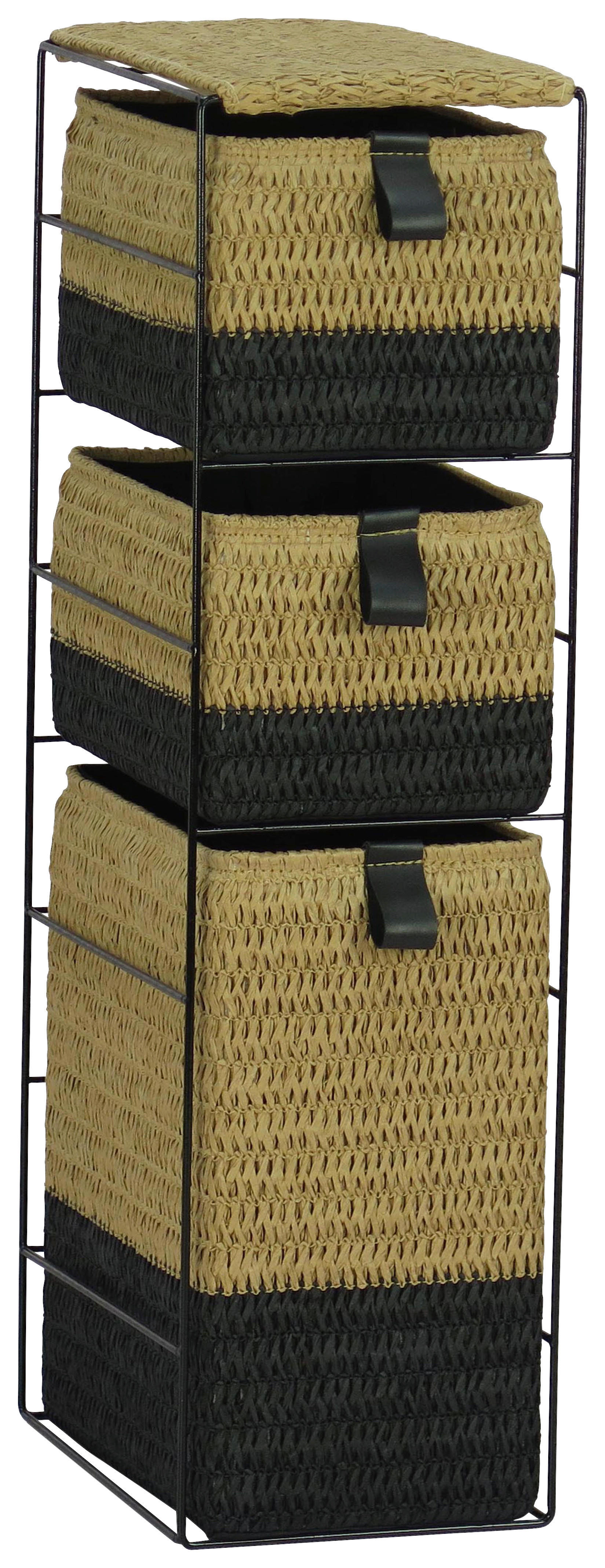 POCOline Aufbewahrungsregal schwarz Metall B/H/L: ca. 25,5x65x17,5 cm Aufbewahrungsregal_Luna - natur/khaki (17,50/25,50/65,00cm) - POCOline