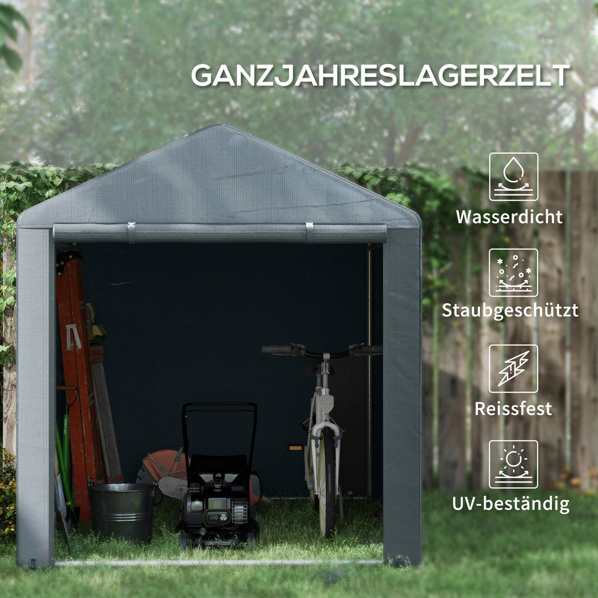 Outsunny Garagenzelt dunkelgrau Polyester B/H/L: ca. 218x172x160 cm Garagenzelt - dunkelgrau (160,00/218,00/172,00cm) - Outsunny