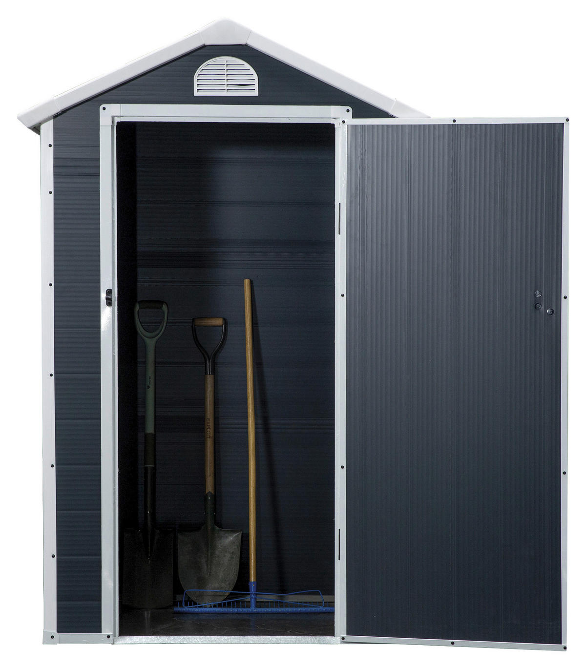 Outsunny Gartenhaus grau B/H/L: ca. 104x204x134 cm Gartenhaus_mit_Lüftungsfenster - grau (134,00/104,00/204,00cm) - Outsunny