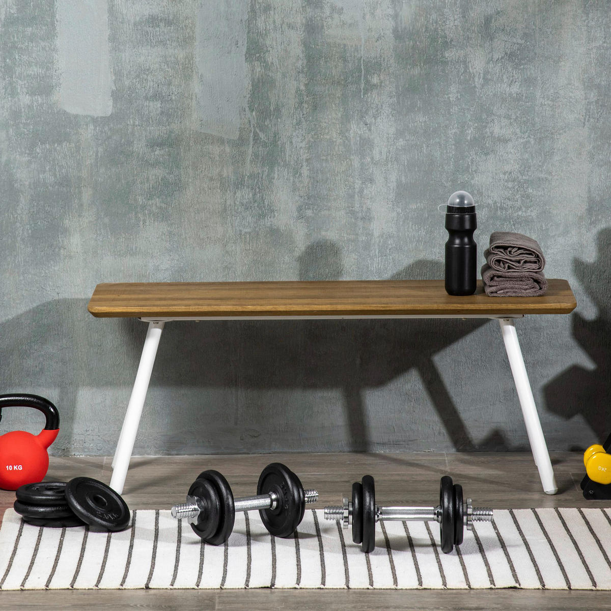 HOMCOM Hantelset schwarz Eisen B/H/L: ca. 16x16x95 cm Hantelset - schwarz (95,00/16,00/16,00cm) - HOMCOM