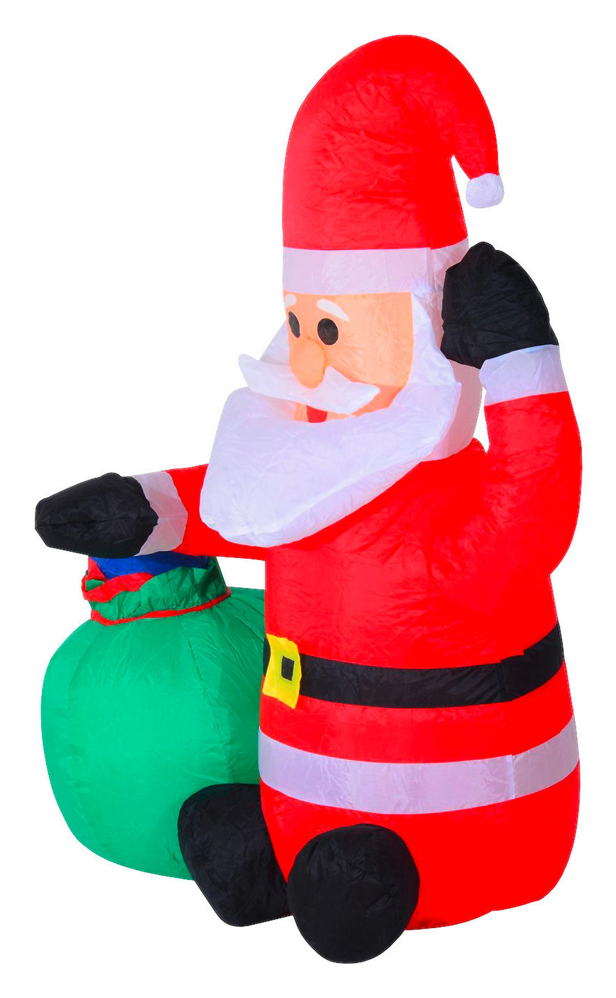 HOMCOM Weihnachtsmann LED-Weihnachtsmann_aufblasbar - weiß/rot (70,00/45,00/120,00cm) - HOMCOM