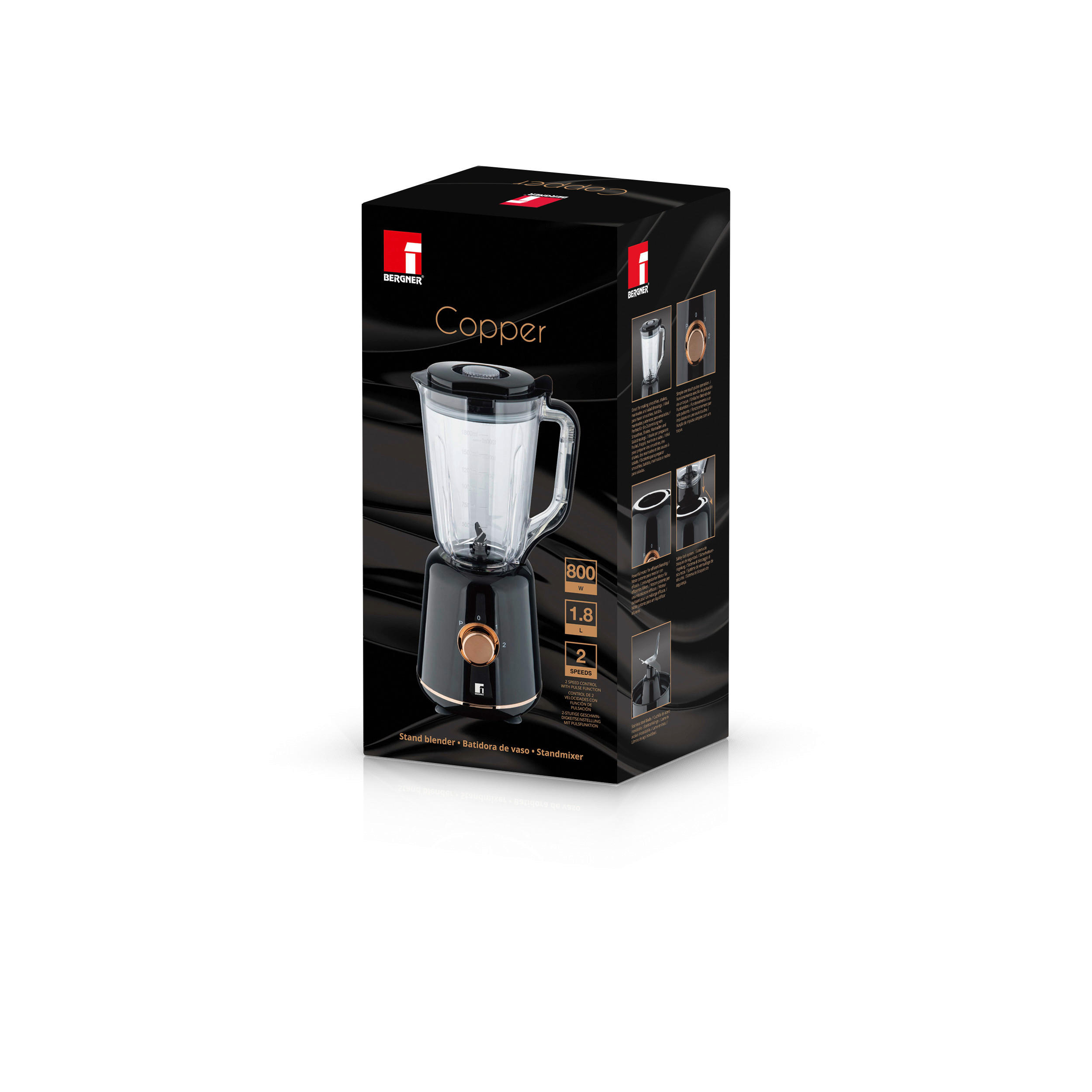 BERGNER Stabmixer schwarz Stahl Kunststoff B/H/L: ca. 18x40,5x20,5 cm COPPER - schwarz (20,50/18,00/40,50cm) - BERGNER