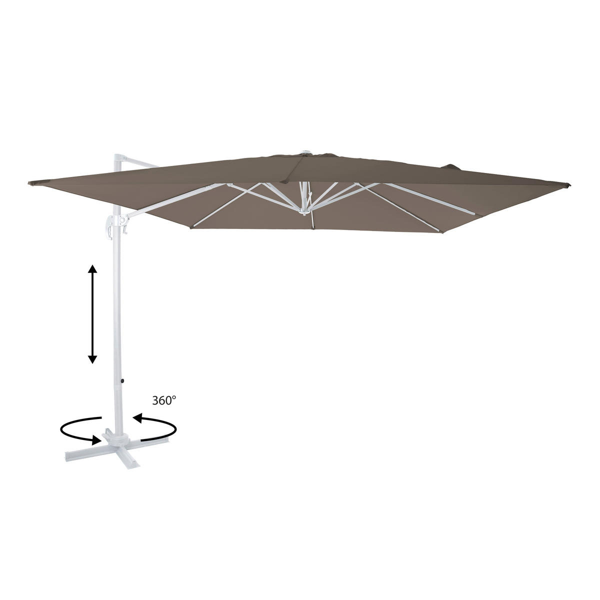 AXI Outdoor Living Ampelschirm Nima weiß Metall B/H/L: ca. 300x250x300 cm Nima - weiß/taupe (300,00/300,00/250,00cm) - AXI Outdoor Living